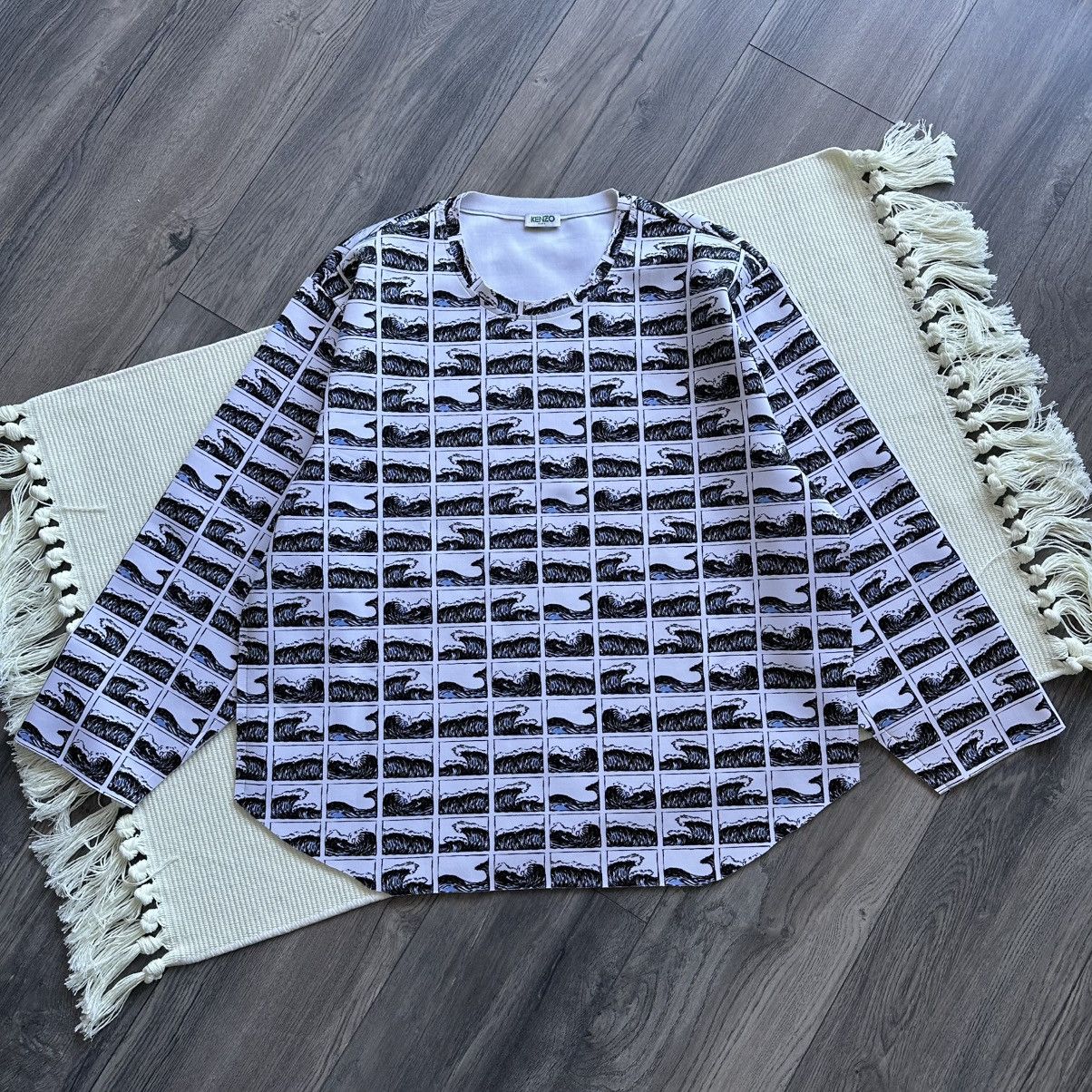 Kenzo Rare KENZO Neoprene Japanese Wave Pattern Long Sleeve Shirt Size US XXL / EU 58 / 5 - 1 Thumbnail