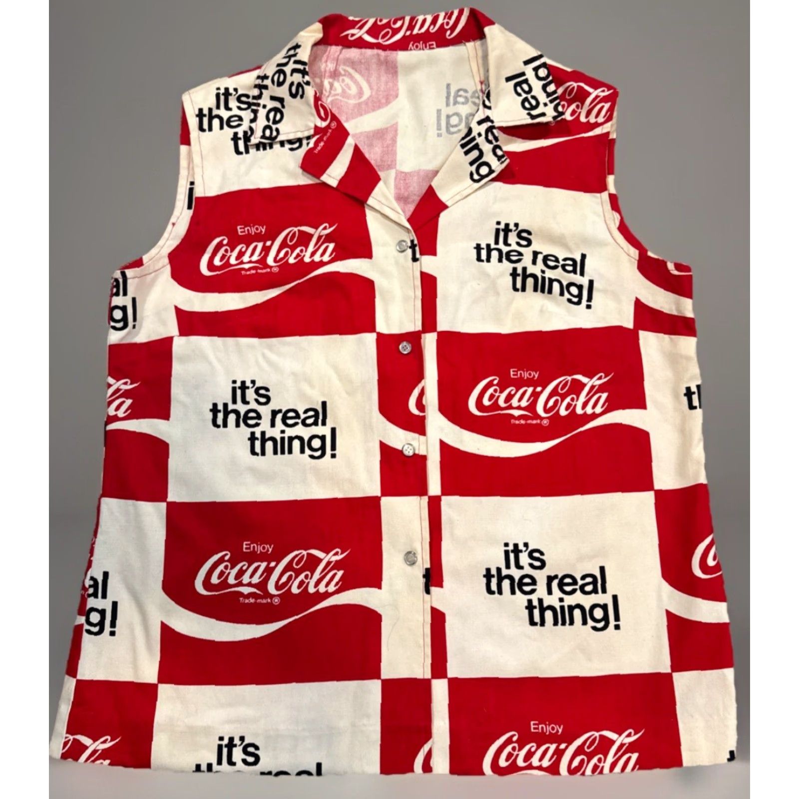 Vintage VINTAGE Coca-Cola Checkered Logo Red White Snap Button Sleeveless Vest Med 60s Unisex Adults M Button-Up Size US M / EU 48-50 / 2 - 2 Thumbnail