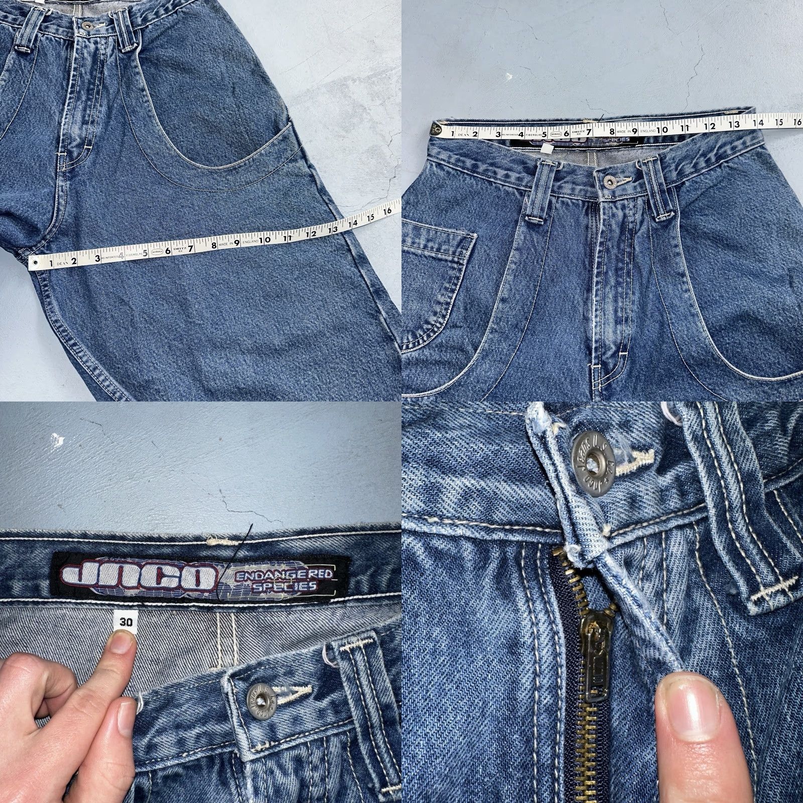 JNCO VINTAGE JNCO Jeans Men Wide-Leg 30x25 Y2K 90s Denim Blue Endangered Species Rhino Collection Size US 28 / EU 44 - 8 Thumbnail