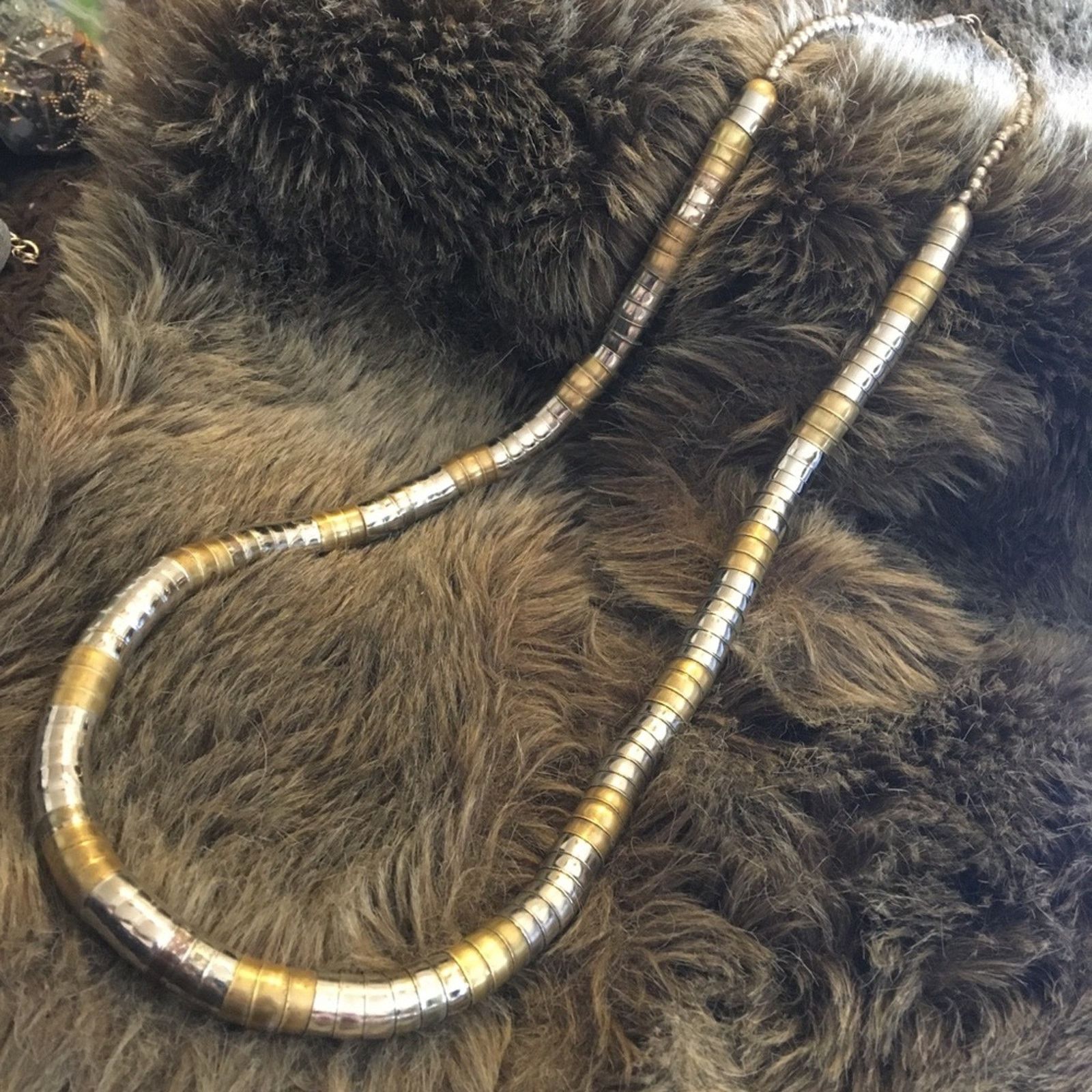 Vintage Vintage tri-tone bead cap snake link necklace Size ONE SIZE - 8 Thumbnail