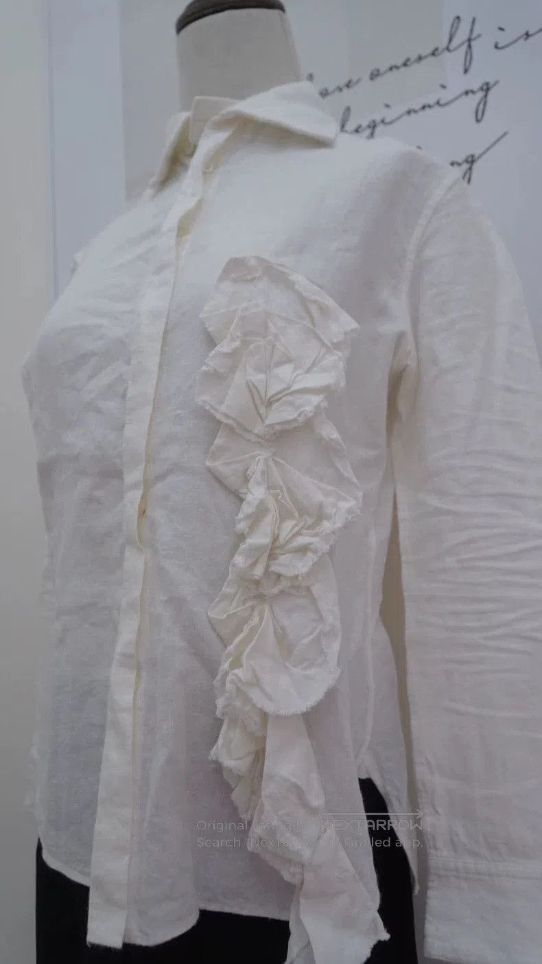 Yohji Yamamoto Yohji Yamamoto Y'S White Floral Shirt Size US M / EU 48-50 / 2 - 2 Thumbnail