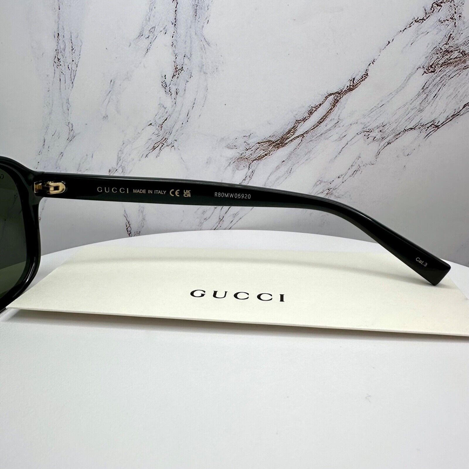Gucci New GUCCI Sunglasses 2025 Release Black Aviator Gold Logo Size ONE SIZE - 9 Thumbnail