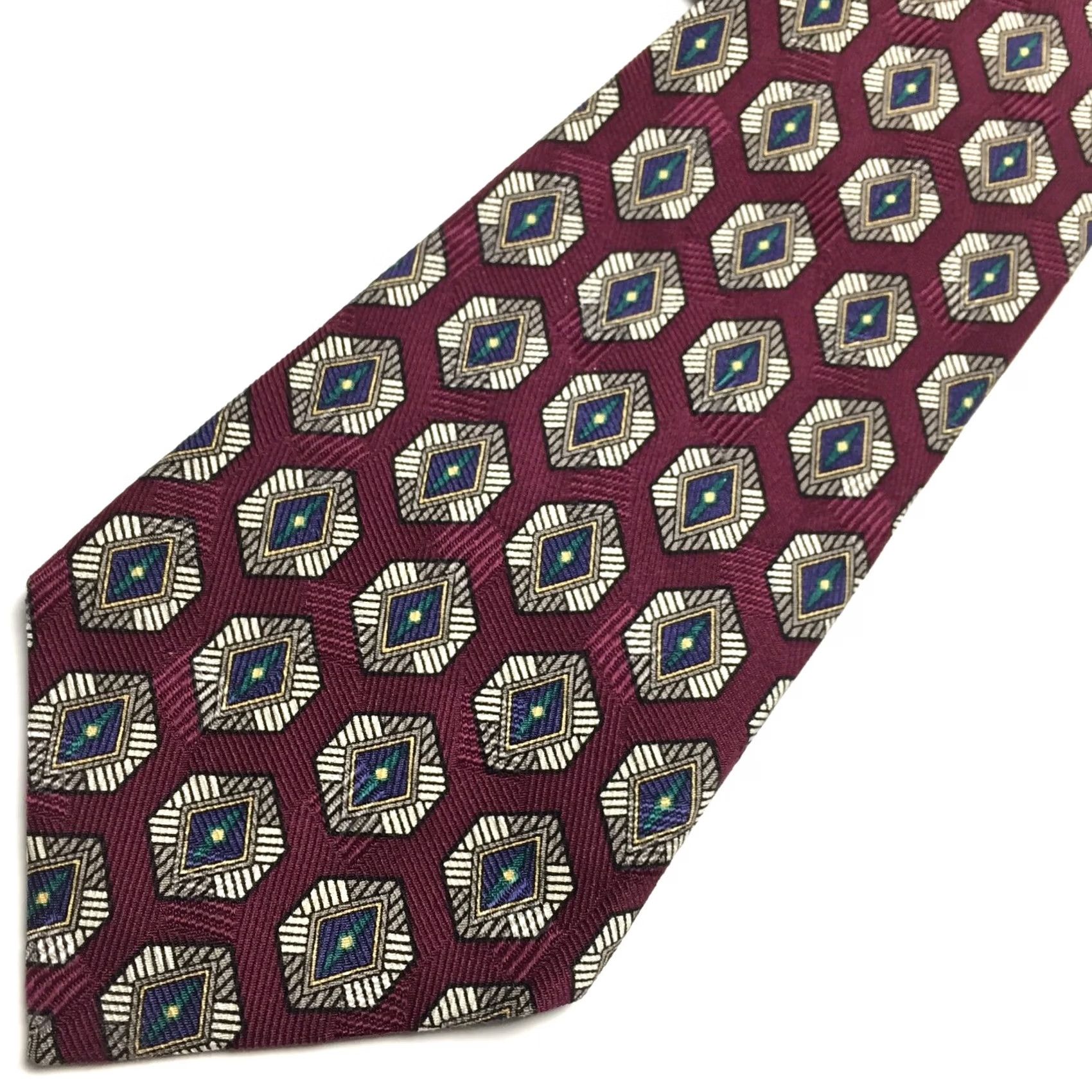 Robert Talbott Robert Talbott Best Of Class Necktie Burgundy Red Geometric Silk Hand Sewn Tie Men 56" 4" Wide Classic 100% Silk Size ONE SIZE - 2 Thumbnail