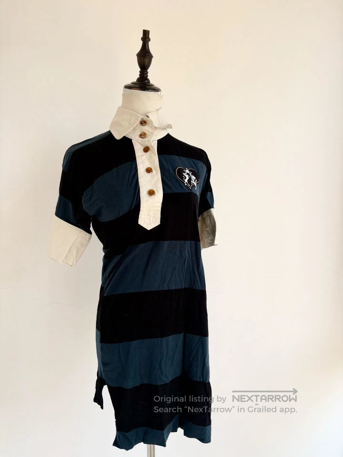 Vivienne Westwood Vivienne Westwood Blue Black Stripe Polo Dress. Size L / US 10 / IT 46 - 6 Thumbnail