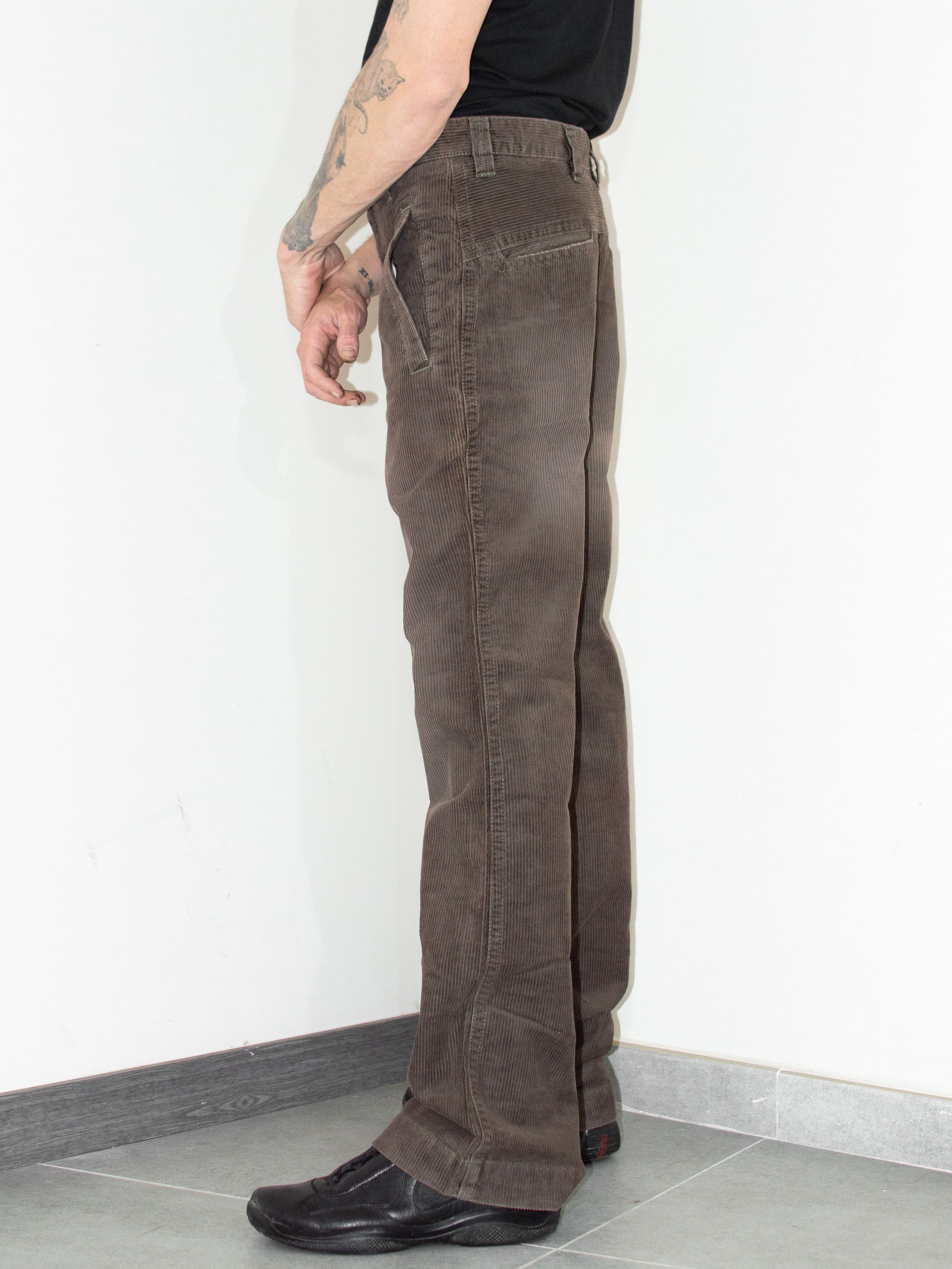 Designer × Vintage Deadstock 90s Brown Corduroy Straight Bootcut Trousers Size US 29 - 3 Thumbnail