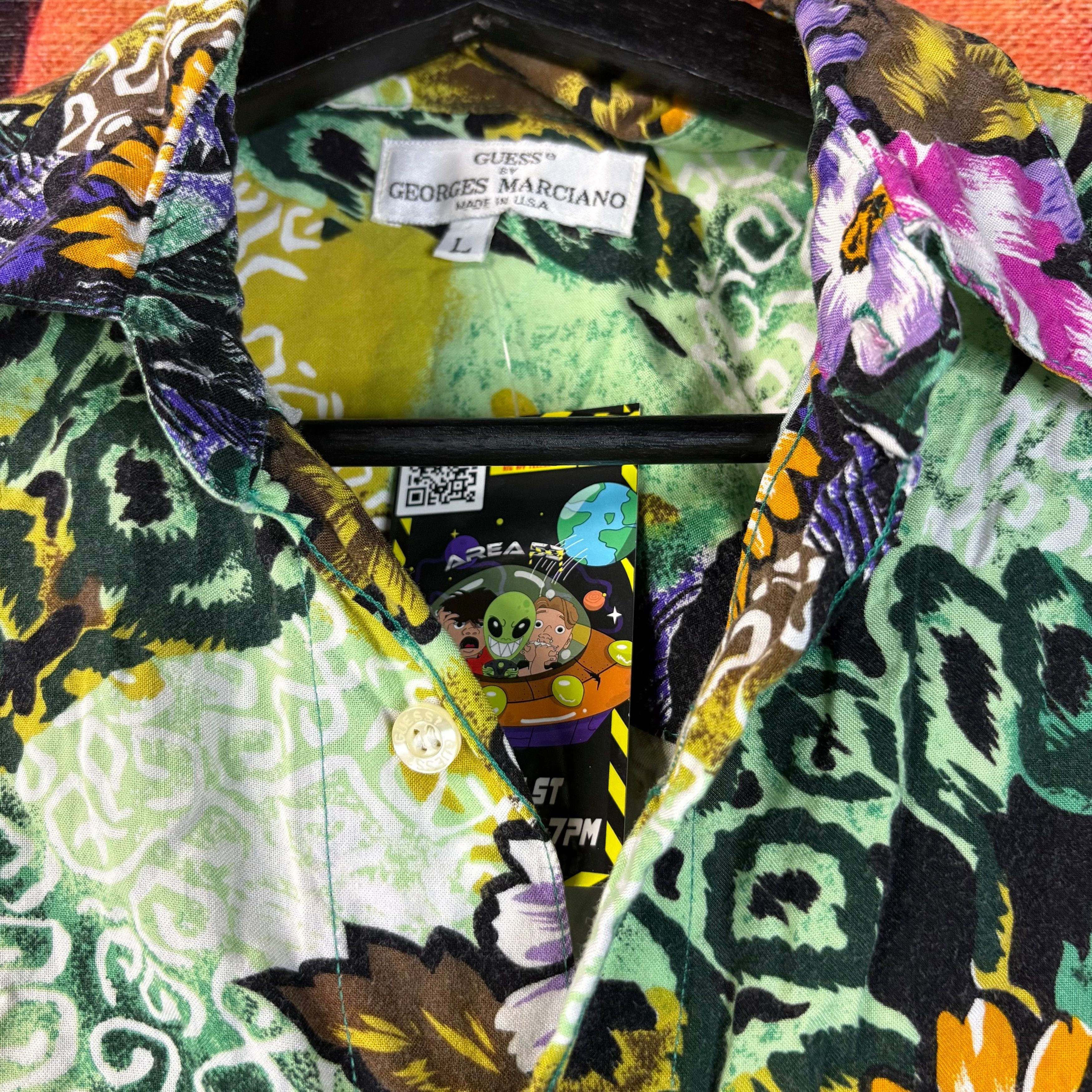 Vintage Vintage 90s Guess by Georges Marciano Floral Chaos Button Up Size US L / EU 52-54 / 3 - 2 Thumbnail