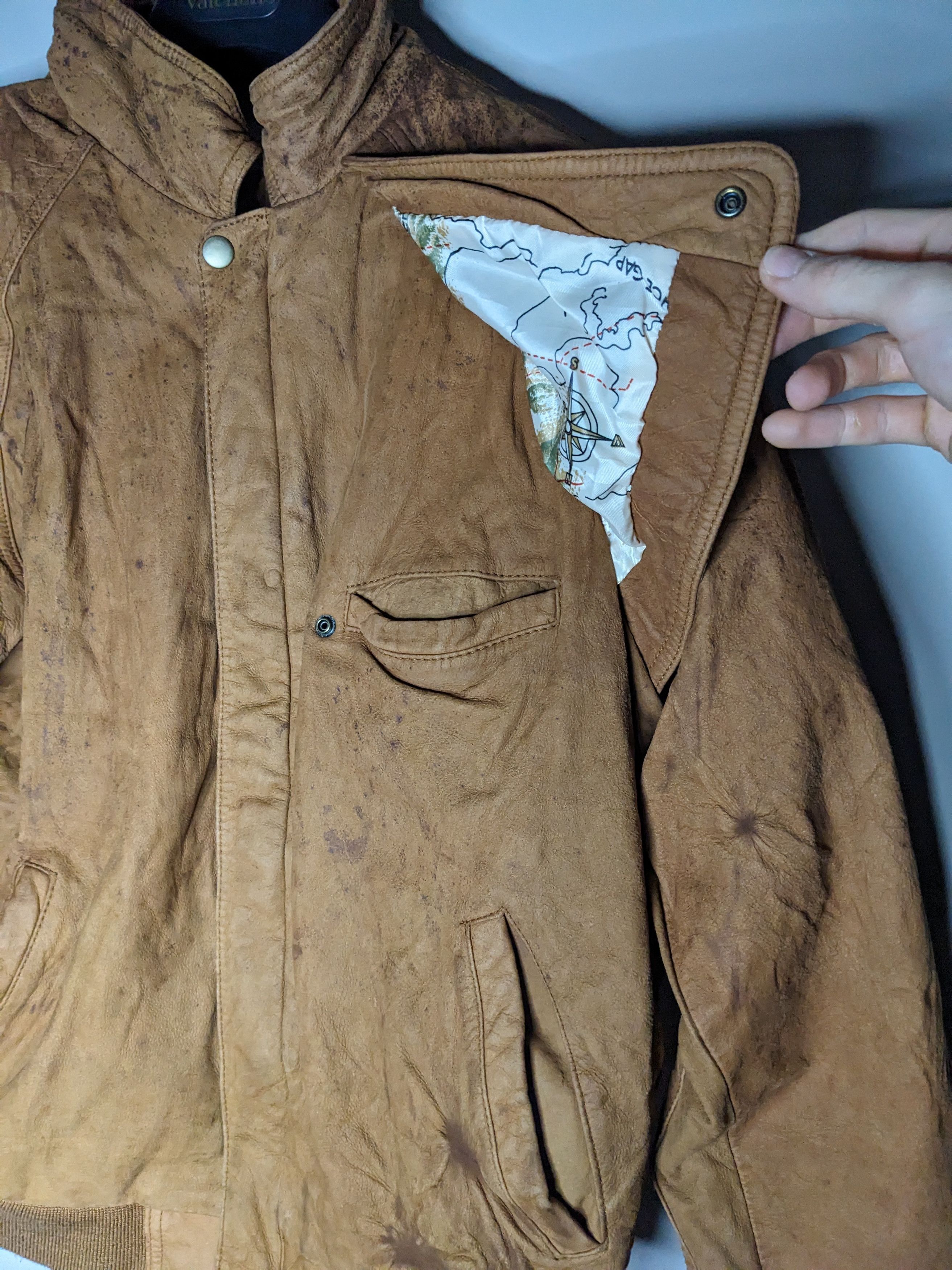 Marlboro VINTAGE Marlboro Leather Bomber Jacket Medium Brown Map 90s Size US M / EU 48-50 / 2 - 4 Thumbnail