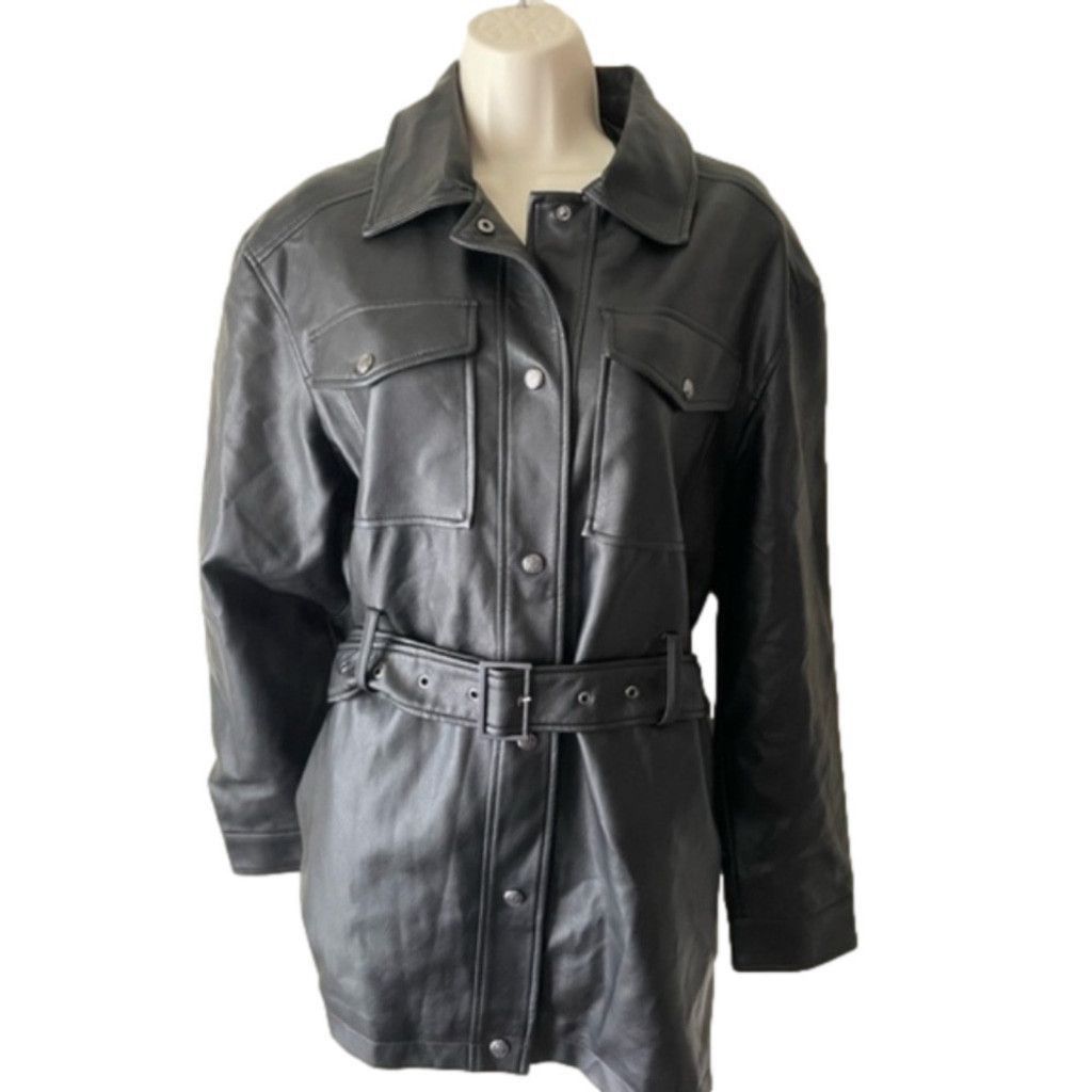 Rebecca Minkoff Rebecca Minkoff Black Vegan Leather Jacket Large Size L / US 10 / IT 46 - 3 Thumbnail