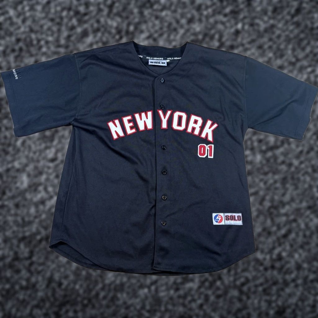 Vintage VINTAGE Baseball Jersey Mens XL Black New York 90s Button Jersey 90s Mens Size US XL / EU 56 / 4 - 1 Thumbnail