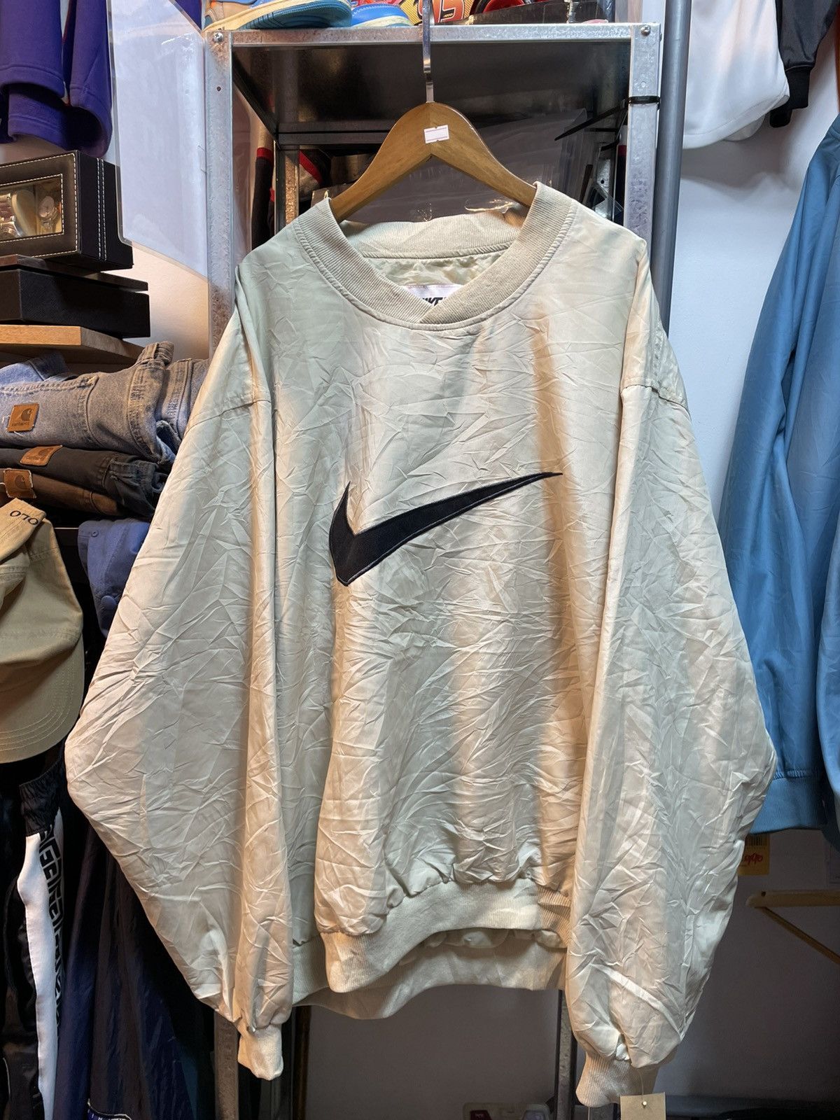 Nike Vintage Nike Big Logo V-Neck Windbreaker Size US XL / EU 56 / 4 - 1 Thumbnail