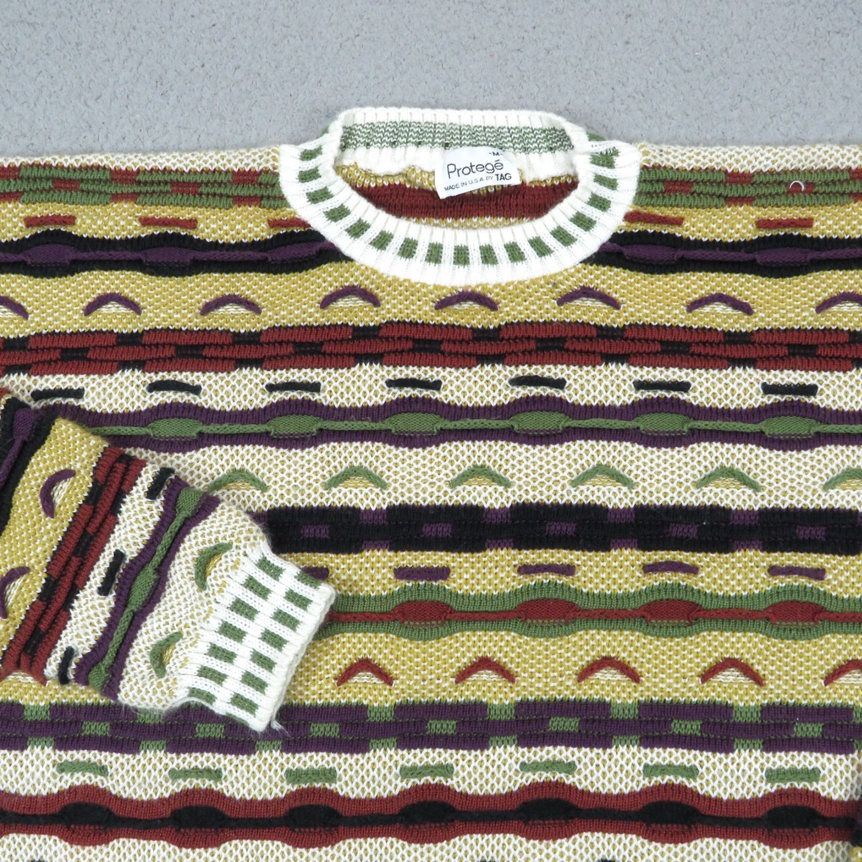 Vintage VTG Protege Sweater Mens Medium Coogi Style Made in USA 3D Textured Pullover 90s Size US M / EU 48-50 / 2 - 2 Thumbnail