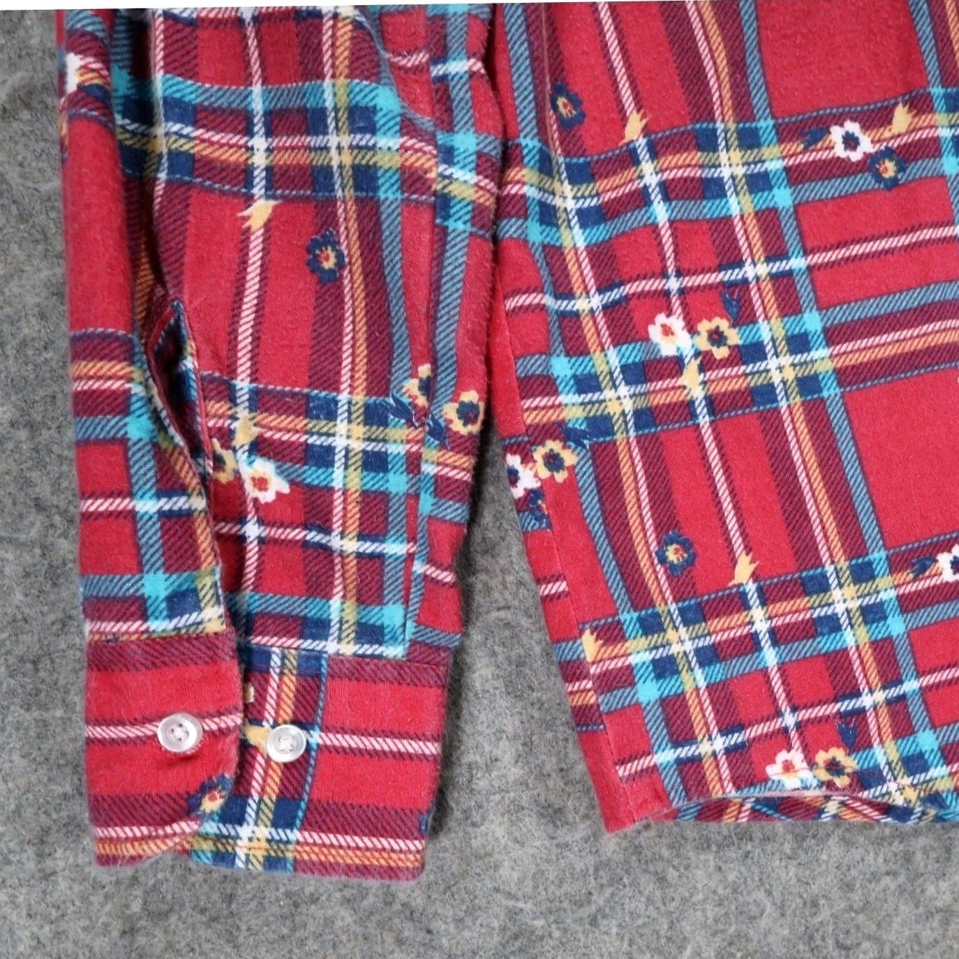 Vintage American Sweetheart Button Up Shirt Womens Large Red Plaid Floral Flannel Size L / US 10 / IT 46 - 4 Thumbnail