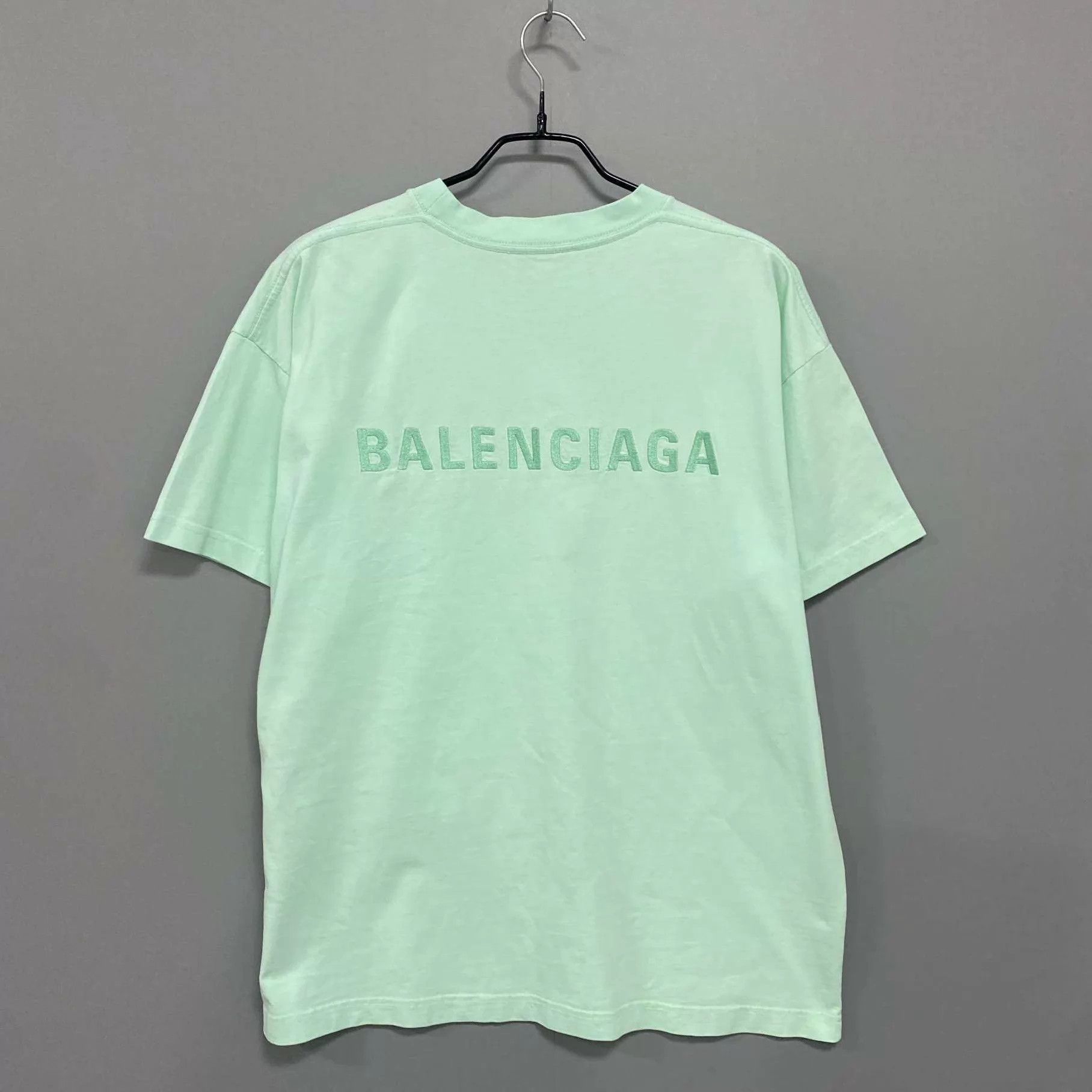 Balenciaga Balenciaga Embroidered Logo Mint Green Short Sleeve L Size US L / EU 52-54 / 3 - 3 Thumbnail