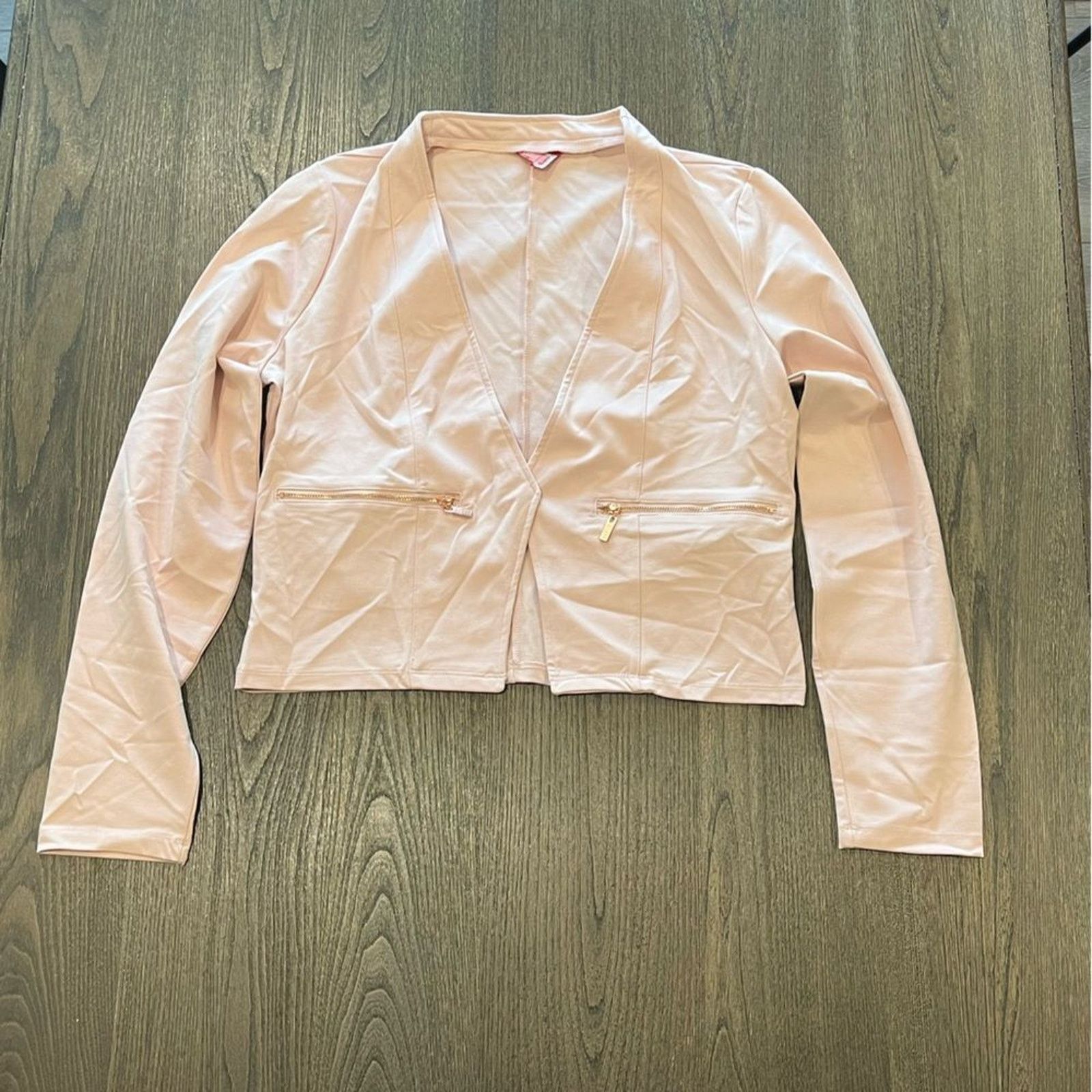 Guess NWOT Guess Womens Light Pink Open Front Blazer Size L Size L / US 10 / IT 46 - 1 Thumbnail