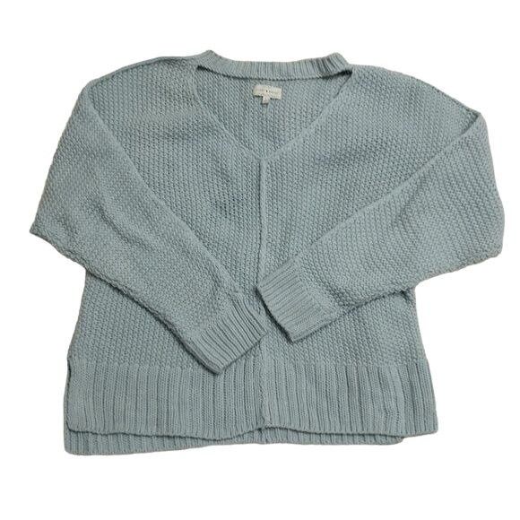 Lucky Brand Lucky Brand Baby Blue Thick Knit V-Neck Keyhole Sweater Size S / US 4 / IT 40 - 4 Thumbnail