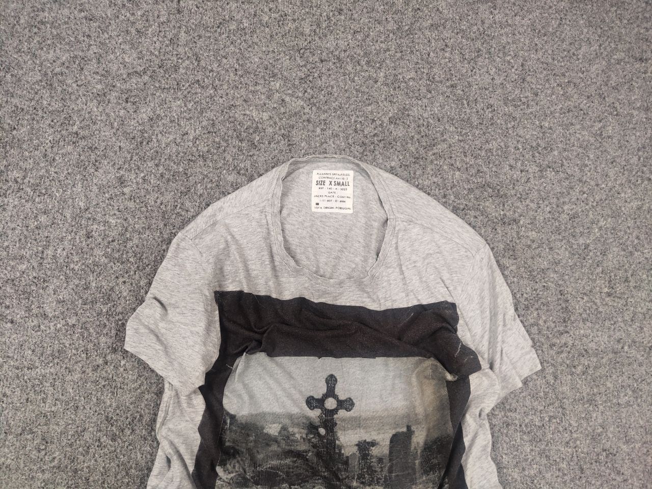 Allsaints Allsaints Spitalfields Vintage Art Skull Gray Logo T Shirt Size US S / EU 44-46 / 1 - 4 Thumbnail