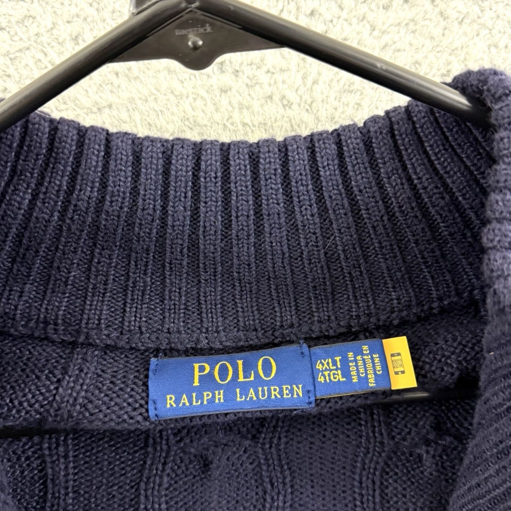 Ralph Lauren VINTAGE Polo Ralph Lauren Sweater Mens 4XLT Cable Knit Quarter Zip Navy Blue Preppy Size US XXL / EU 58 / 5 - 7 Thumbnail