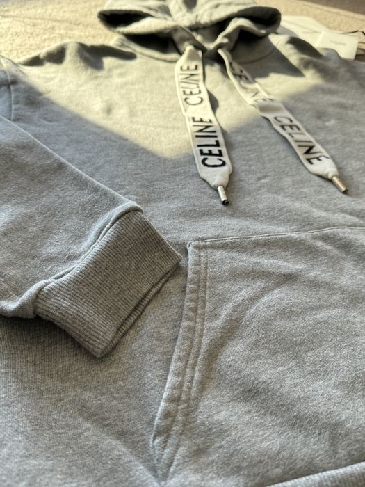 CELINE LOOSE HOODIE IN COTTON FLEECE - GREY/ BLACK