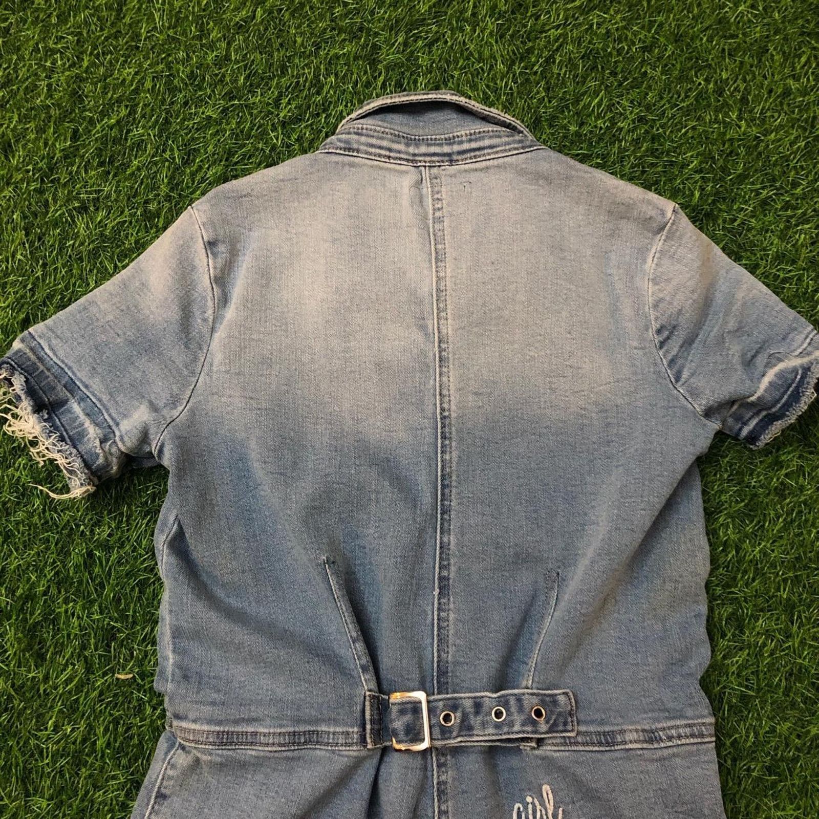 Hudson Women’s Retro Hudson Denim ‘Girl Gang’ Embroidered Romper Size 27" / US 4 / IT 40 - 7 Thumbnail