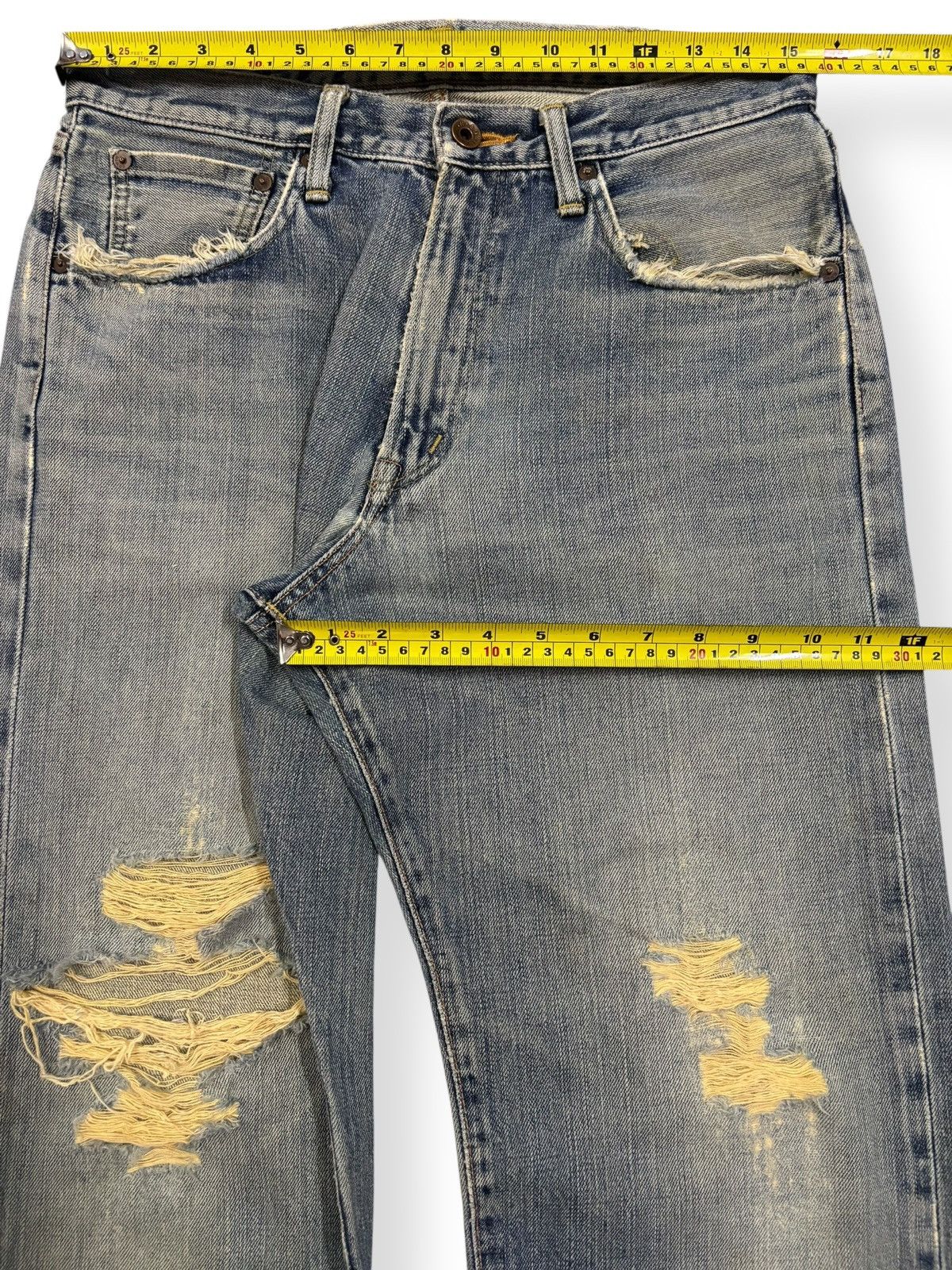 Edwin Vintage Edwin 505X Selvedge Mud Wash Loose Distressed Jeans Size US 31 - 17 Thumbnail