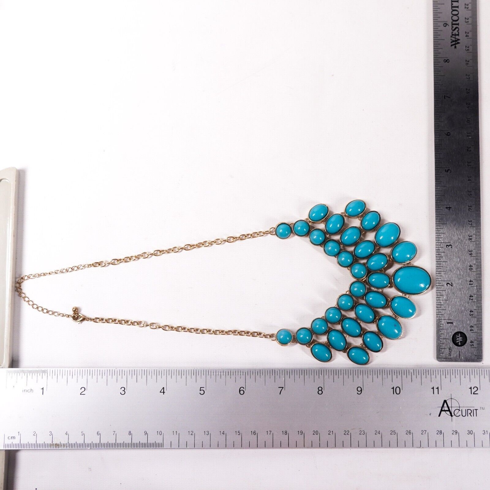 Other 11" Blue Beaded Gold Chain Necklace Choker Elegant Jewelry Size ONE SIZE - 5 Thumbnail