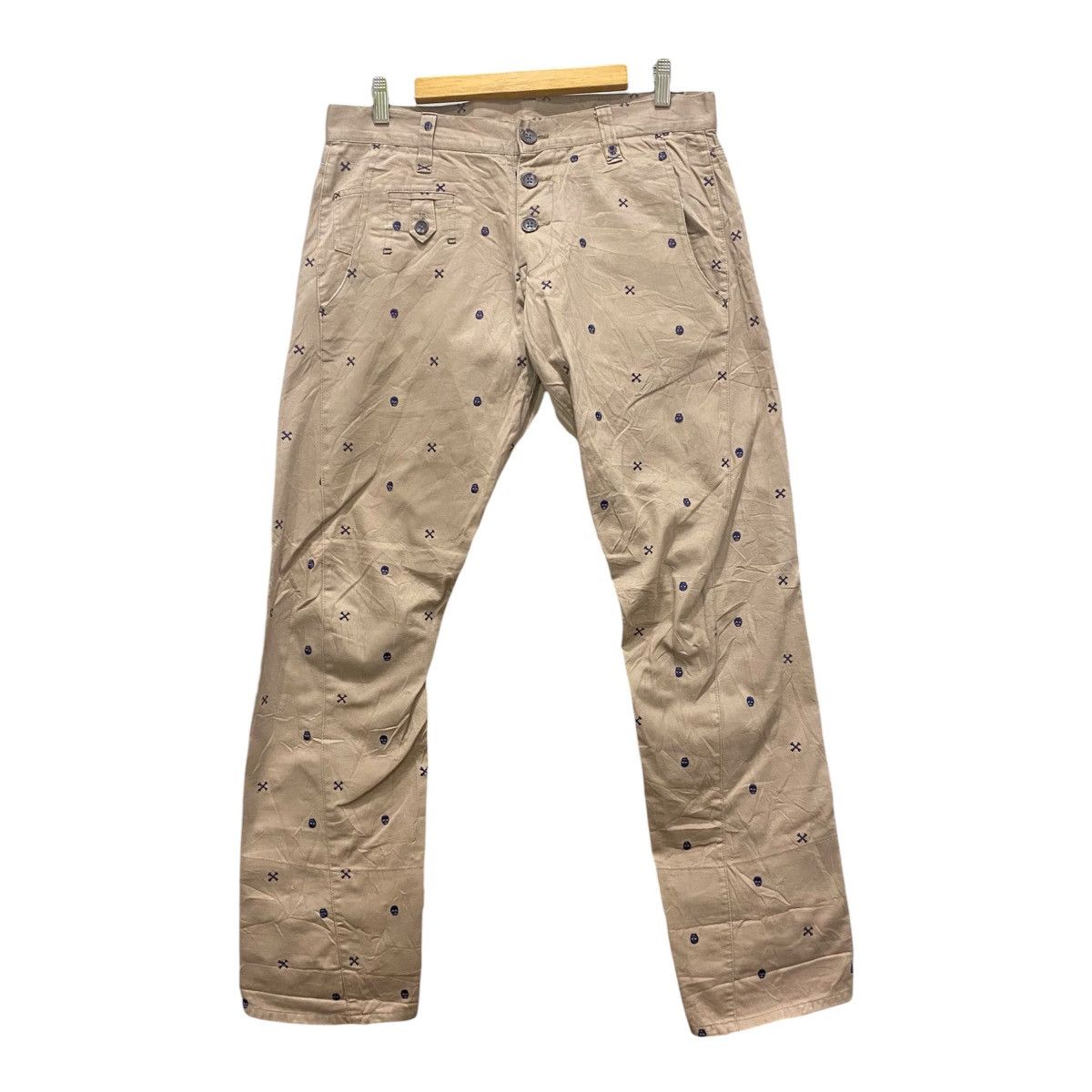 PPFM Archive PPFM Skull & Cross Embroidery Chino Japanese Brand Size US 32 / EU 48 - 1 Thumbnail