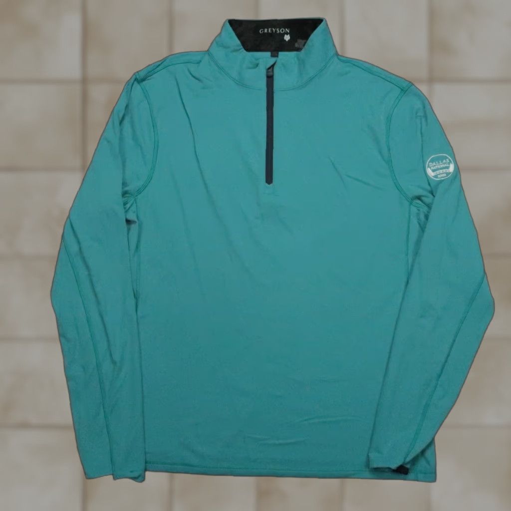 Vintage Greyson Pullover Mens Medium Blue Green Tate Quarter Zip Dallas National Golf Shirt Size US M / EU 48-50 / 2 - 1 Thumbnail