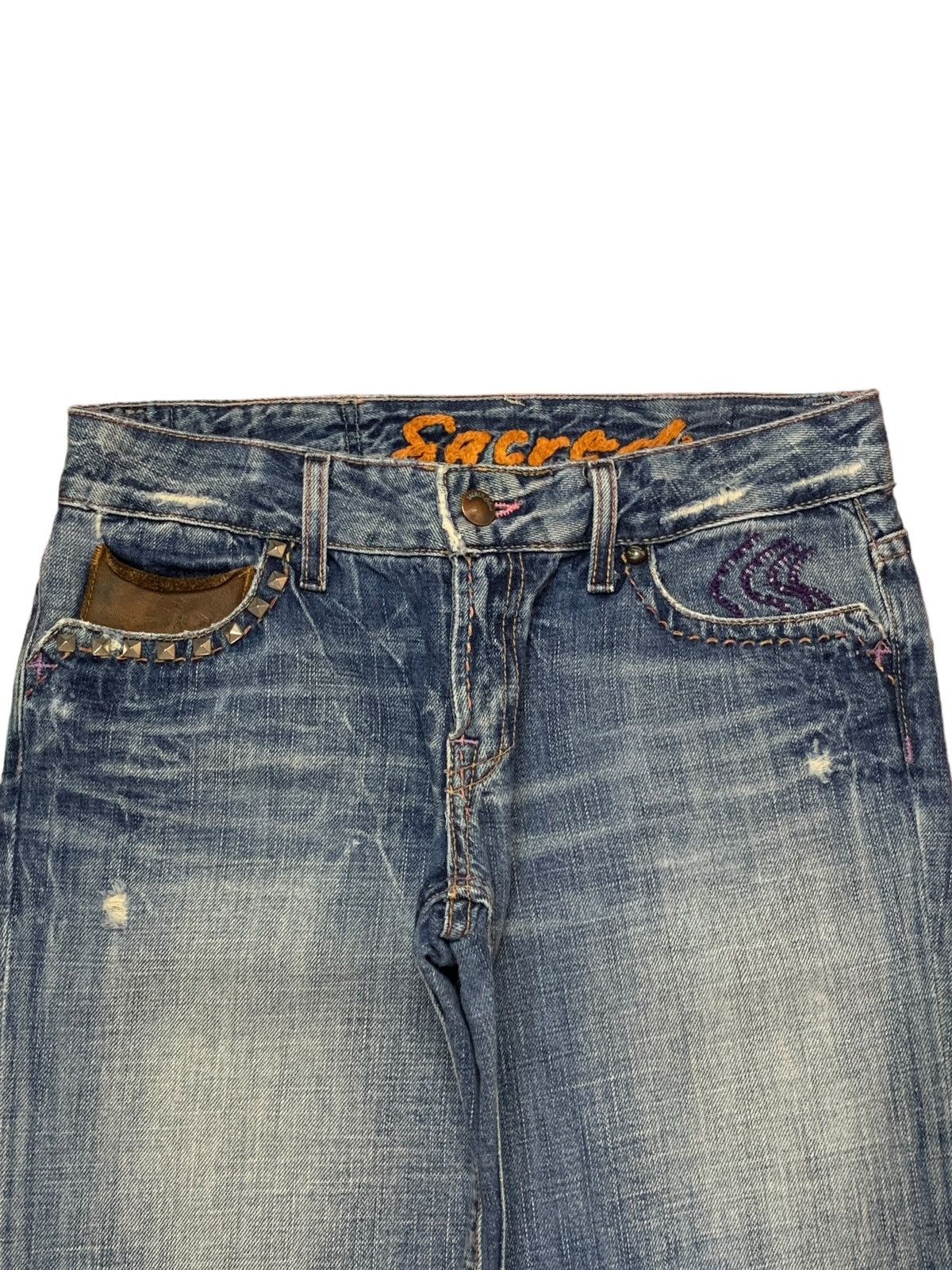 Hysteric Glamour × Japanese Brand Vintage Japanese Brand Faded Wash Distressed Flare Jeans Size 28" / US 6 / IT 42 - 4 Thumbnail