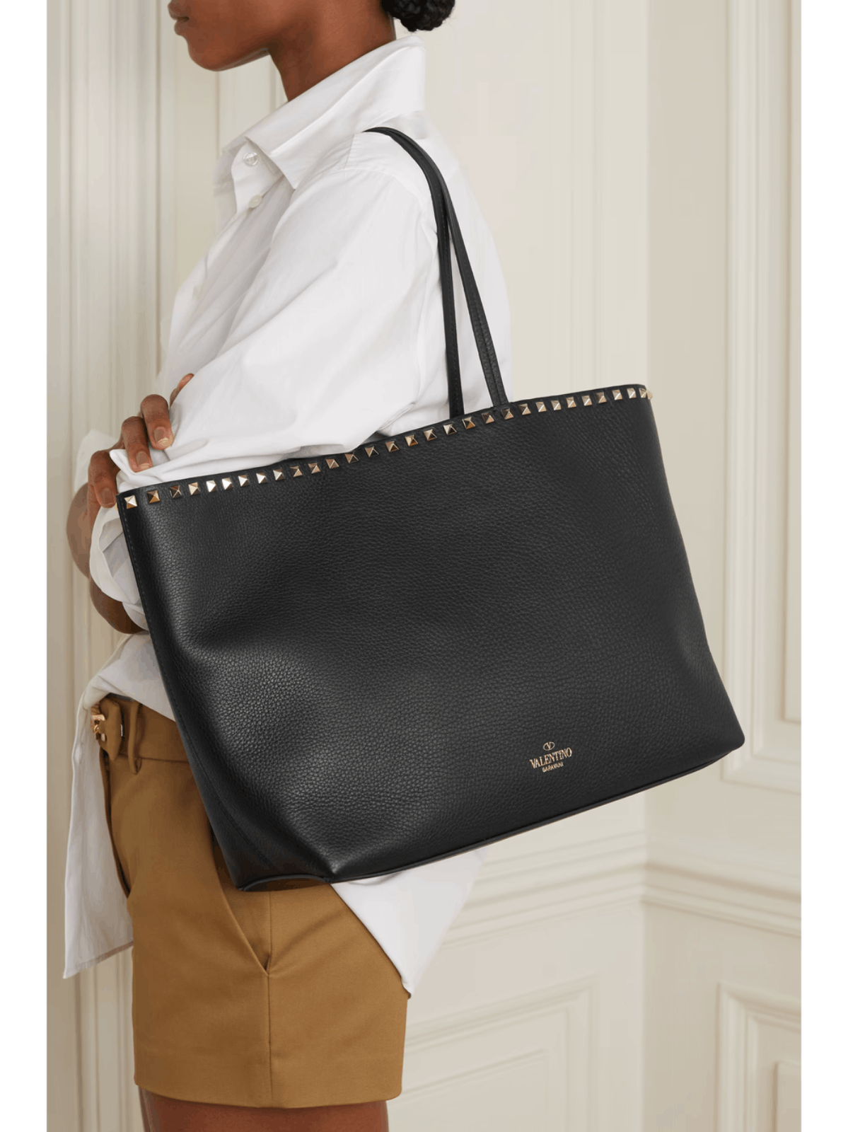 Valentino Valentino Garavani Rockstud Leather Gold Tote Shoulder Bag Size ONE SIZE - 6 Thumbnail
