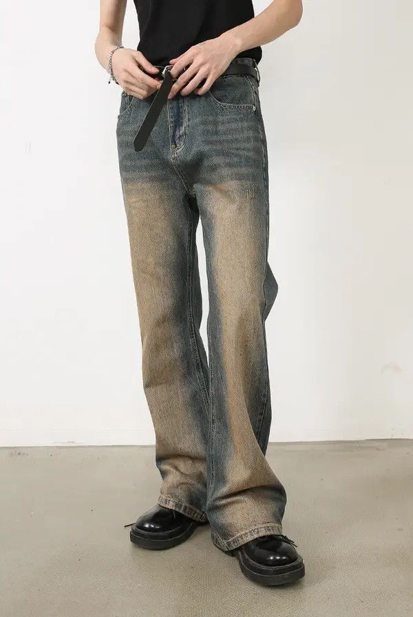 VIBE Hayama x ishi Men's washed distressed straight bootcut jeans Size US 32 / EU 48 - 2 Thumbnail