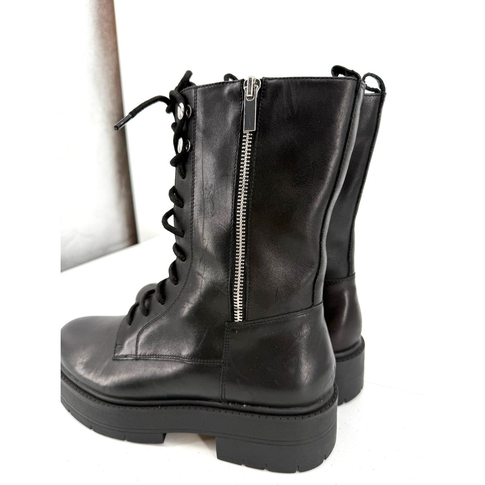 Geox NEW Geox D Spheric EC7 Leather Zippered Biker Mid Boots Size US 9 / IT 39 - 5 Thumbnail