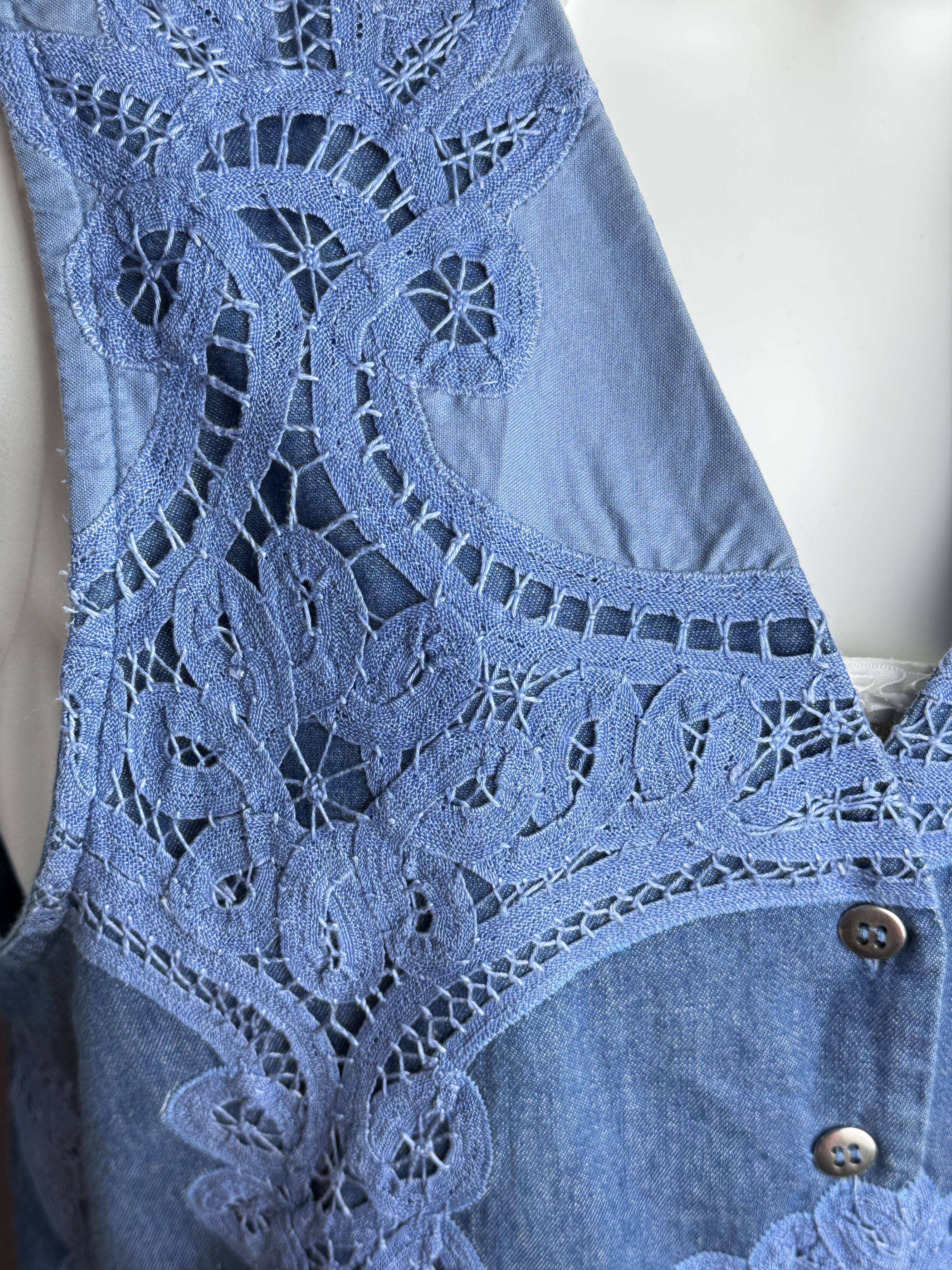 Handmade × Other × Vintage TOGETHER vintage women’s lace denim vest Size L / US 10 / IT 46 - 2 Thumbnail