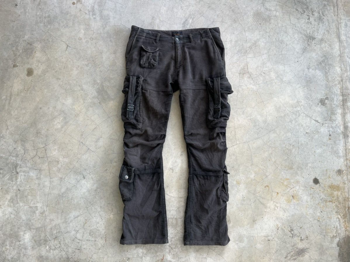 Tete Homme VINTAGE TETE HOMME Multi-Pocket Sun Faded Cargo Flare Pants Size US 32 / EU 48 - 1 Thumbnail