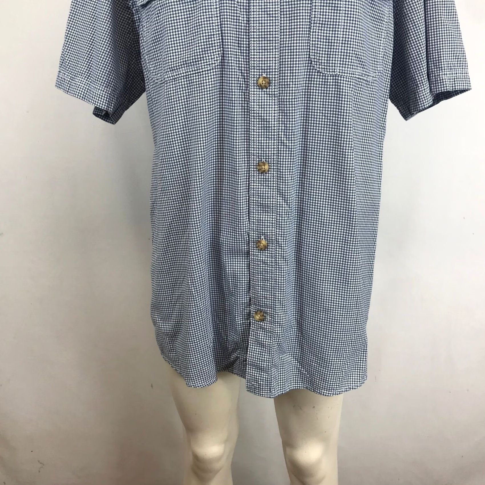 Duluth Trading Company Duluth Trading Co Men Large Gingham Short Sleeve Organic Cotton Shirt Navy White Size US L / EU 52-54 / 3 - 3 Thumbnail