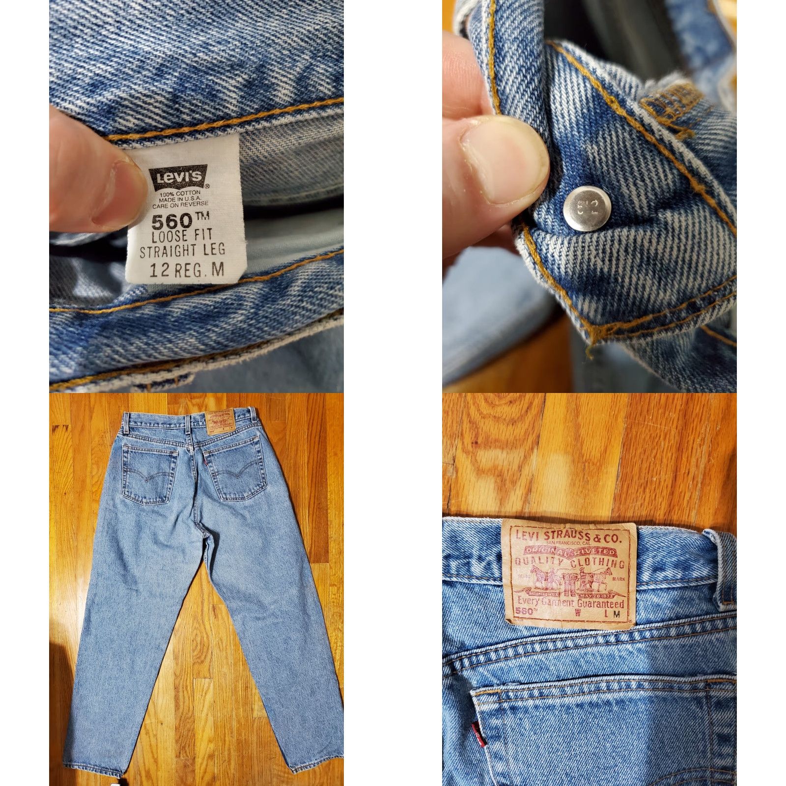 Levi's VINTAGE Levi's 560 Jeans Women 12 Blue Denim Loose Straight High Rise 32x31 5-Pocket Distressed Batwing Size 34" / US 12 / IT 48 - 8 Thumbnail