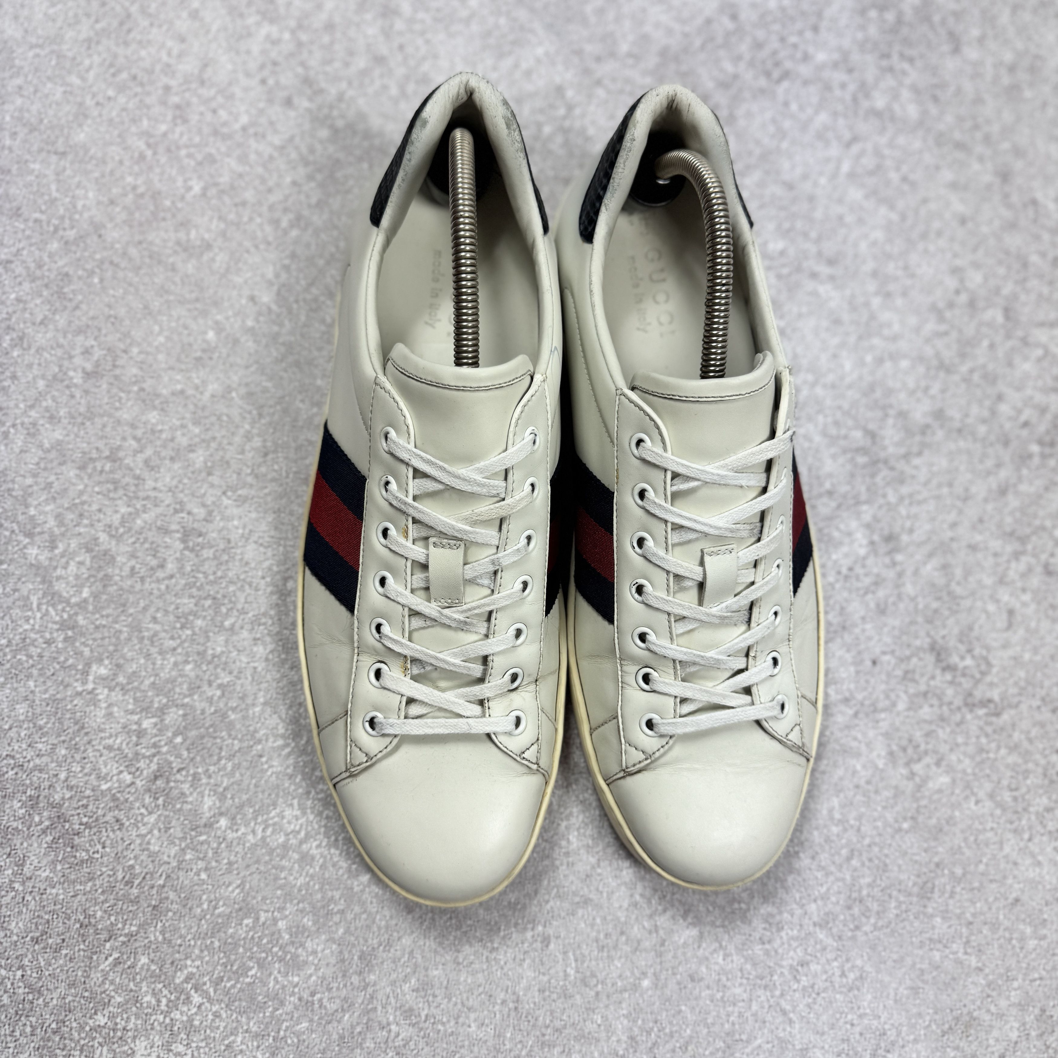 Gucci Men`s Gucci Ace Sneakers 386750 White Leather Sneakers 11 Size US 11.5 / EU 44-45 - 4 Thumbnail