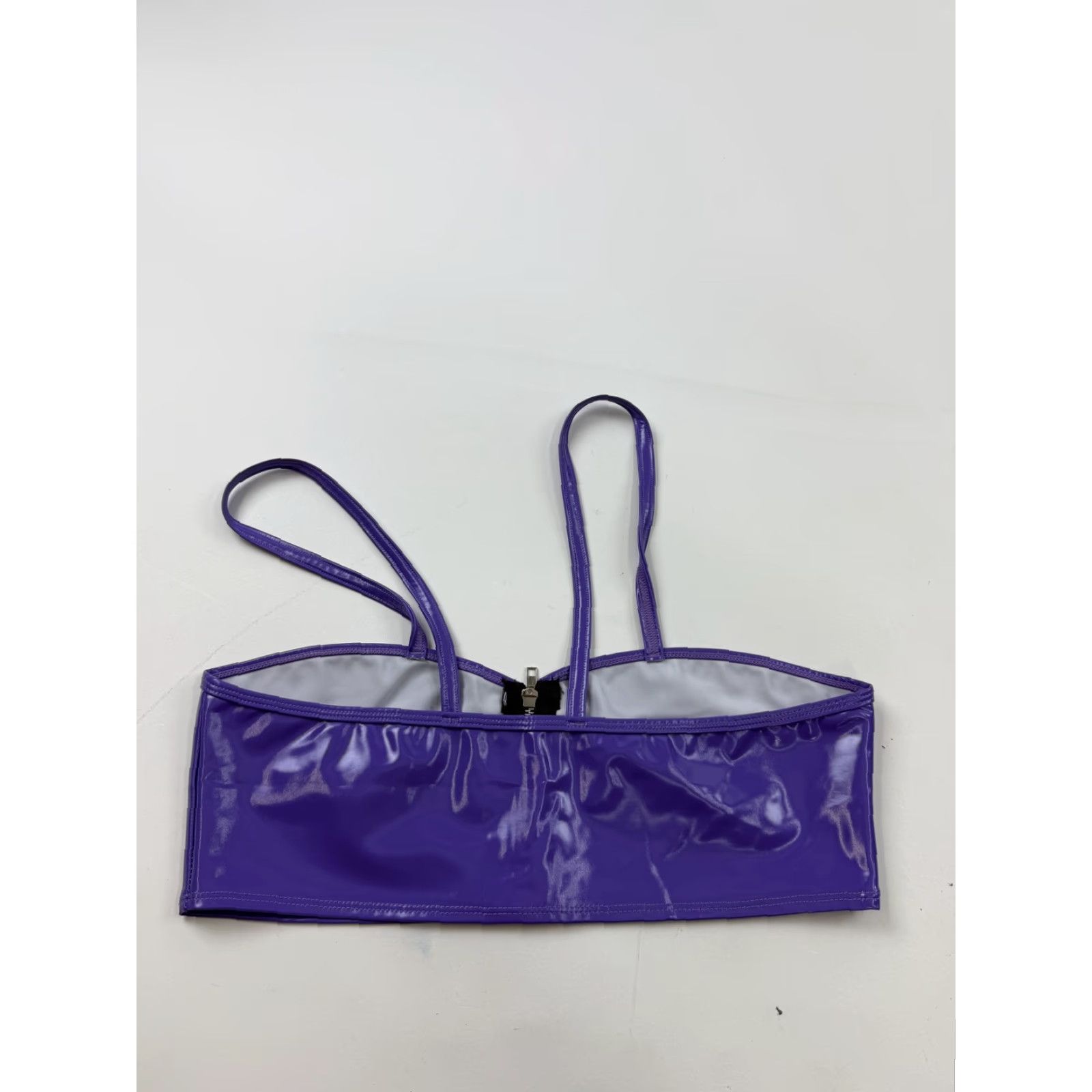 Vintage Frederick's of Hollywood Bra Womens XL Purple Satin Zip Front Bralette Wireless Size ONE SIZE - 2 Thumbnail