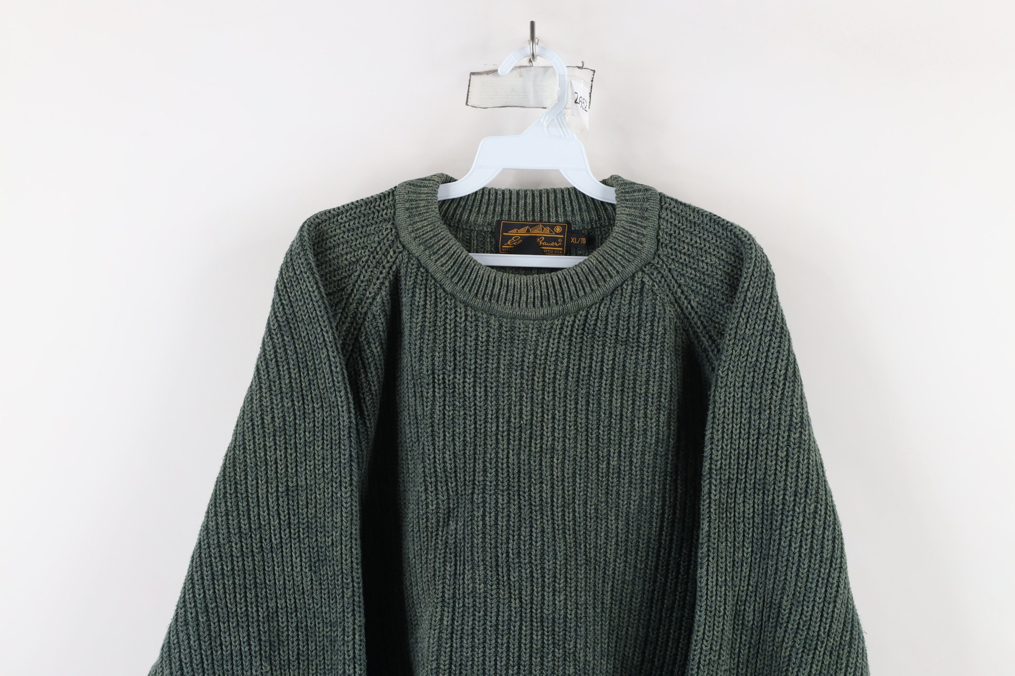 Eddie Bauer × Vintage Vintage 90s Eddie Bauer Cotton Ribbed Knit Sweater Green Size US XL / EU 56 / 4 - 2 Thumbnail