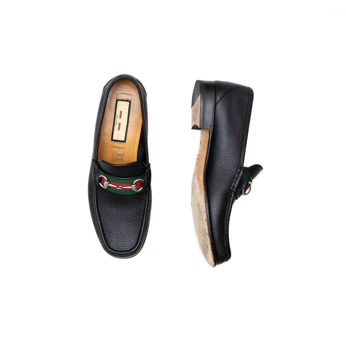 Designer × Gucci WEB Horse-bit Black Pebbled Leather Loafers Men’s Size 9.5us Size US 9.5 / EU 42-43 - 1 Thumbnail