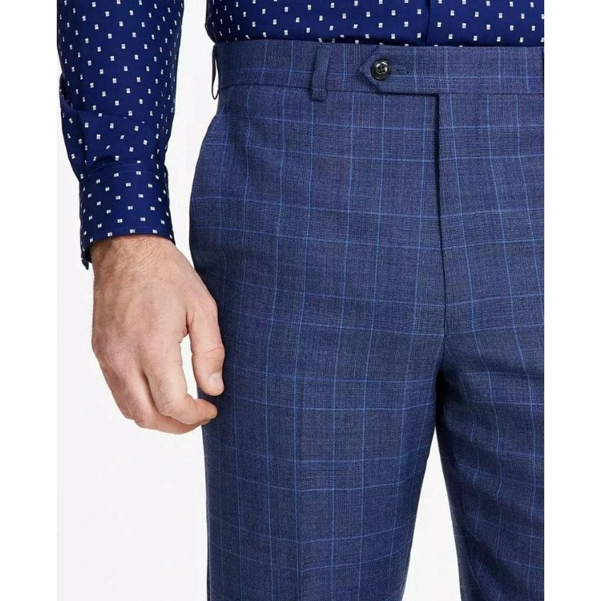 Michael Kors Michael Kors Men's Blue Plaid Wool Classic Suit Pants 40x30 Size US 40 / EU 56 - 4 Thumbnail