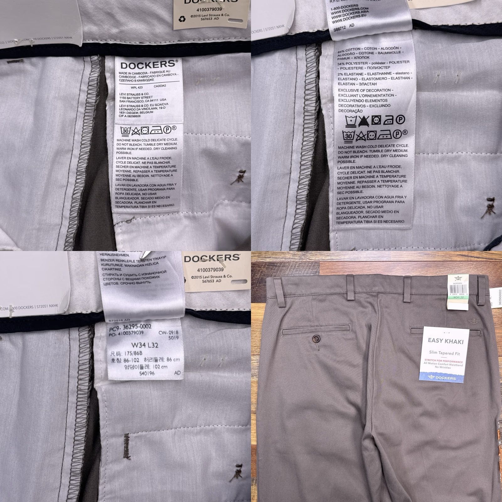 Dockers Dockers Slim Pants Mens 34x32 Khaki Stretch Twill Cotton Blend Flat Front Tapered Preppy Casual Workwear New Size US 34 / EU 50 - 8 Thumbnail