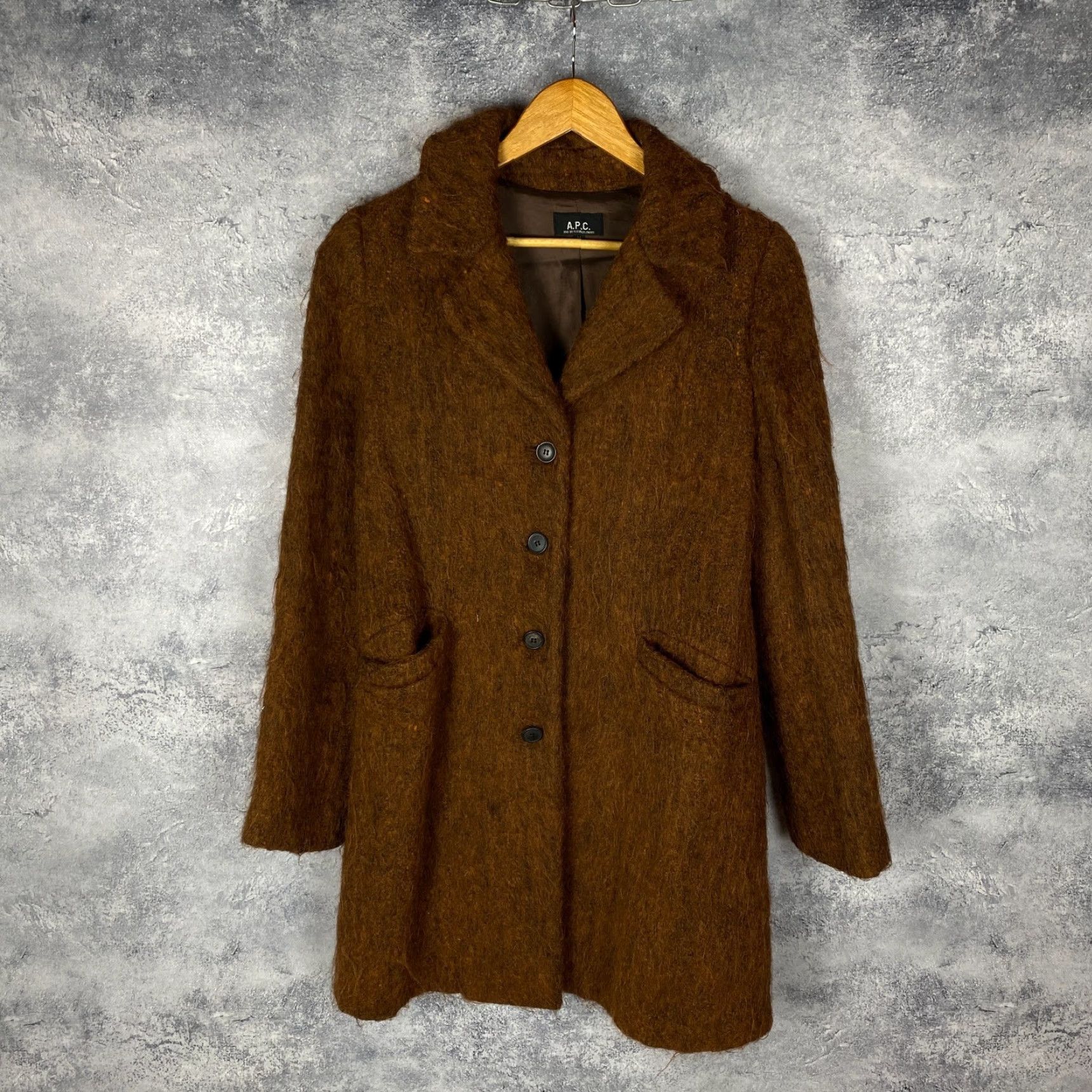 A.P.C. VINTAGE APC Jacket Women Wool Brown Size M overcoat Size M / US 6-8 / IT 42-44 - 2 Thumbnail