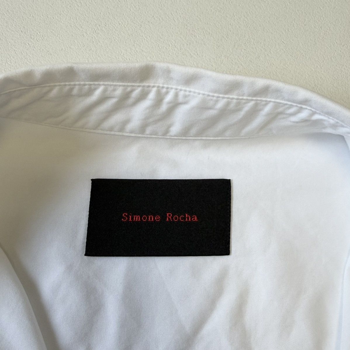 Simone Rocha White Cotton Shirt With Pearl Collar Size US M / EU 48-50 / 2 - 6 Thumbnail