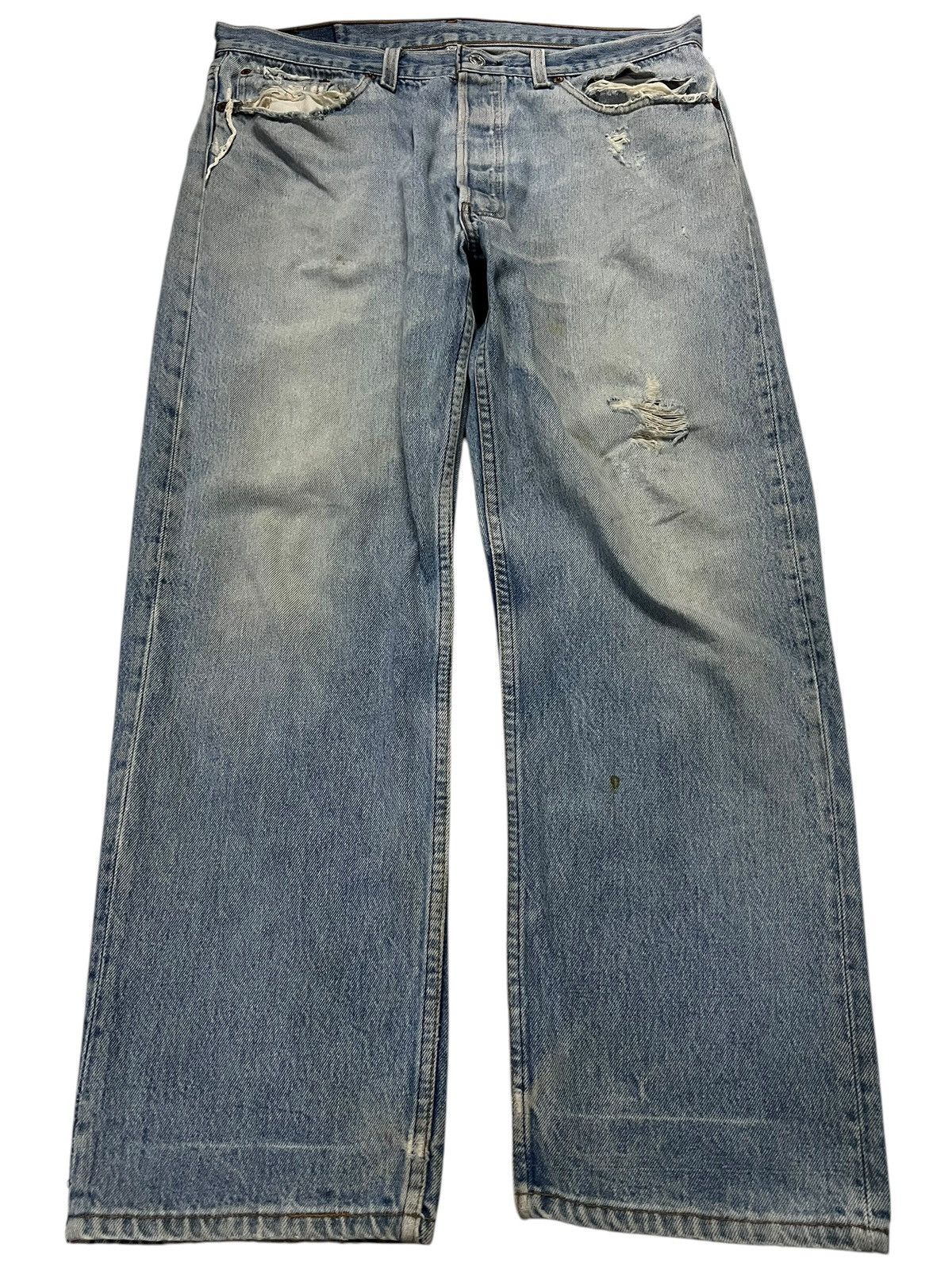 Levi's 💥90’s💥Vintage Levis 501XX Stone Wash Distress Jean USA Size US 35 - 1 Thumbnail