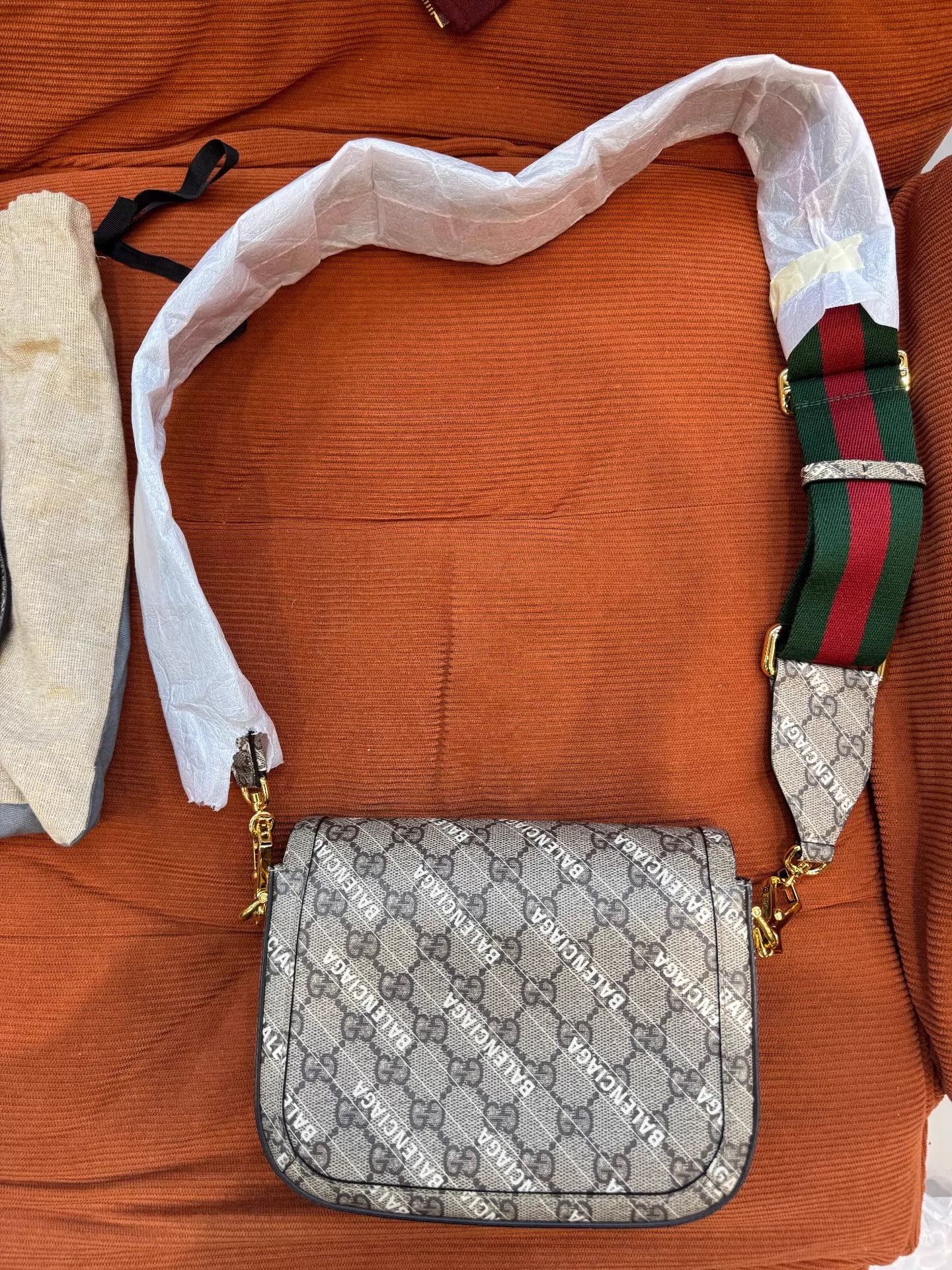 Gucci Gucci x Balenciaga Horsebit GG canvas mini crossbody ebony Size ONE SIZE - 4 Thumbnail