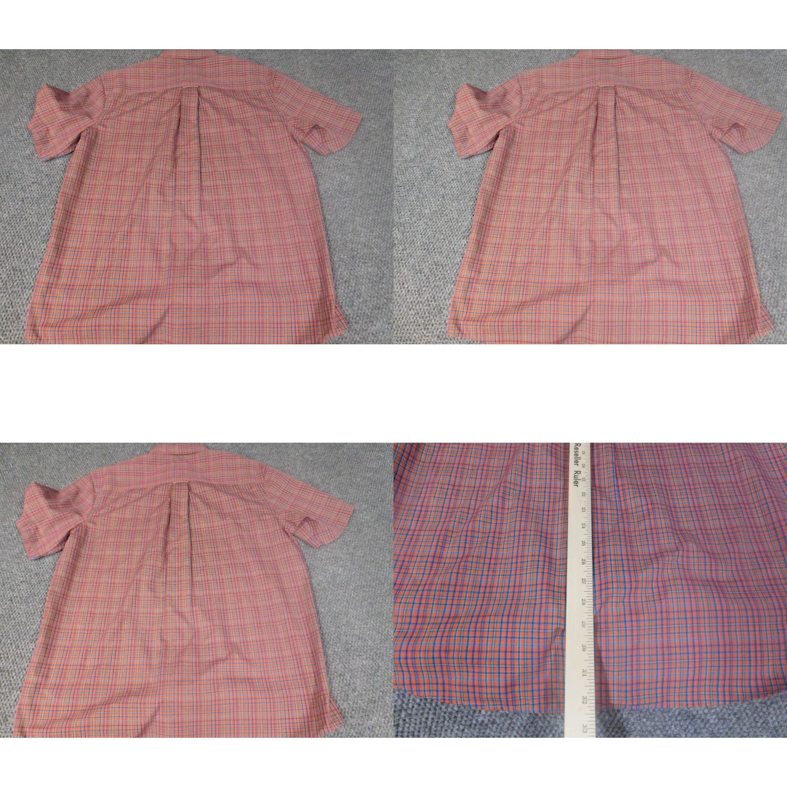 Vintage Saddlebred Shirt Button-Up Plaid Orange Large L Mens Regular Button-Down Collared Short Sleeve Knit Cotton Size US L / EU 52-54 / 3 - 8 Thumbnail