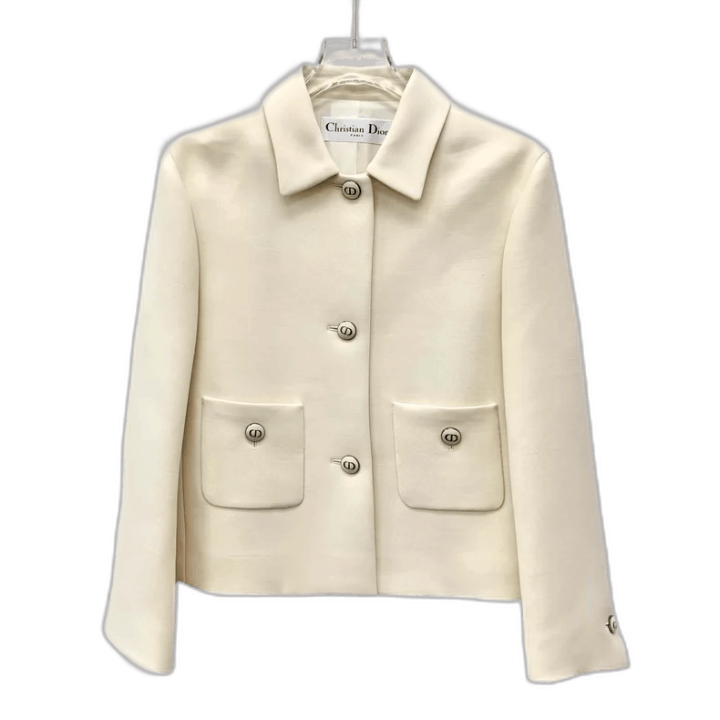 Dior Beige Wool Silk Single Button Jacket-2505