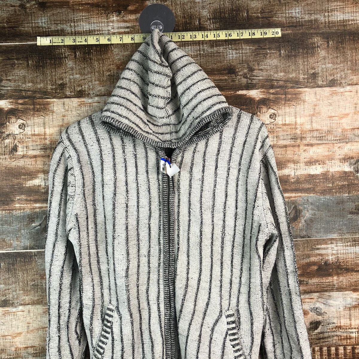 Homespun Knitwear DL Foravi White stripe sweater Hoodie Knitwear #C497 Size US M / EU 48-50 / 2 - 2 Thumbnail