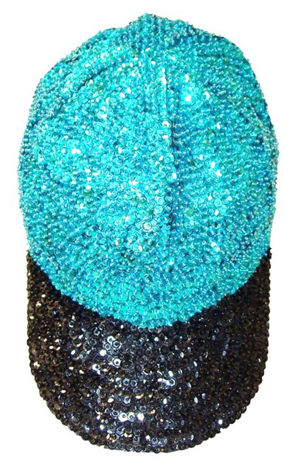 Designer Sequin Baseball CapTURQUOISE with BLACK BRIM Size ONE SIZE - 1 Preview