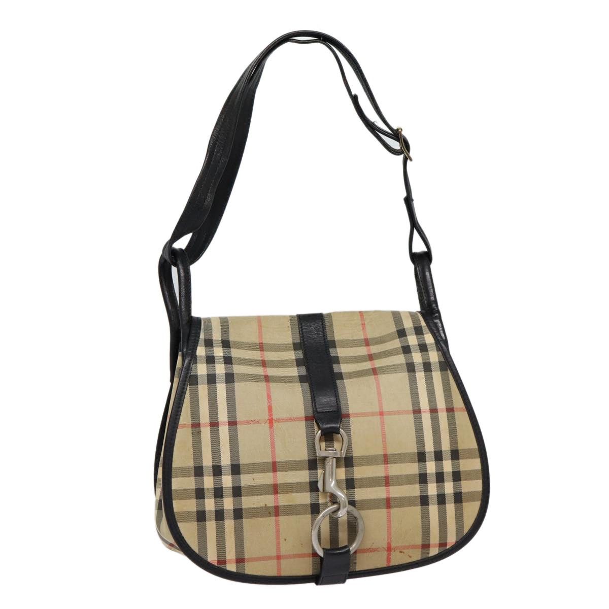Burberry Burberry Nova Check Shoulder Bag Canvas Beige Black Silver Size ONE SIZE - 1 Thumbnail